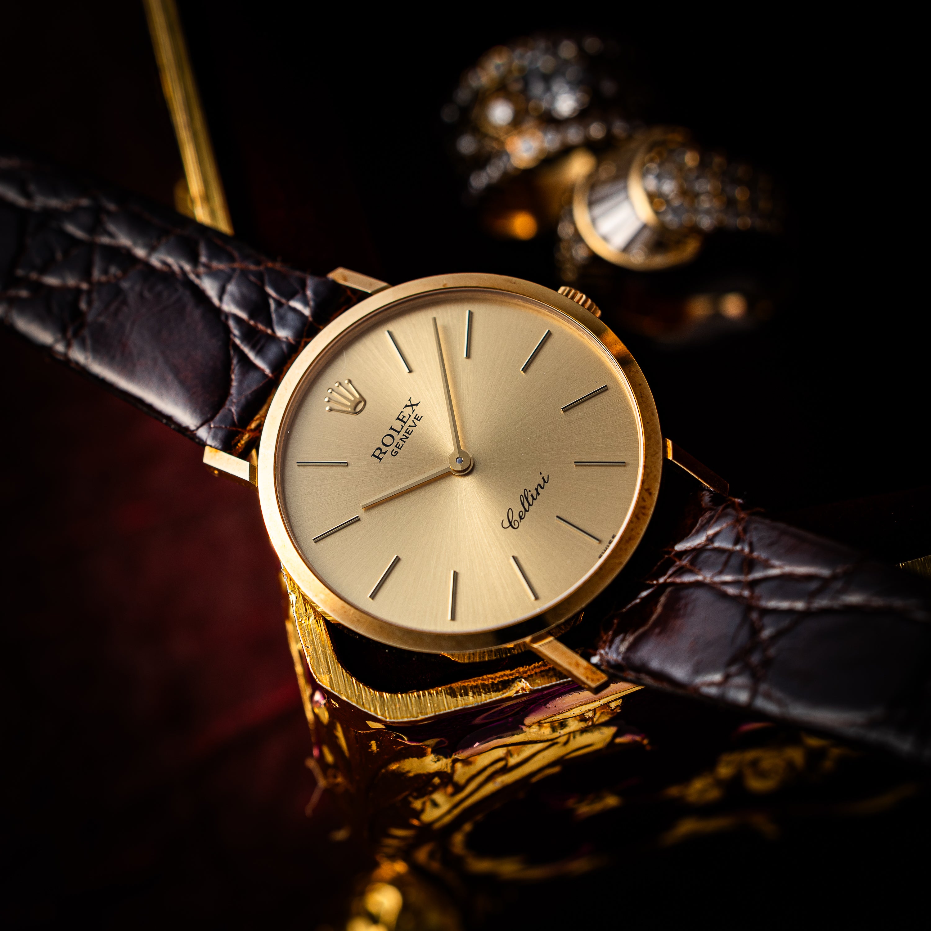 ロレックス チェリーニ ラウンドケース 1990年～1991年製 Ref.4112 18金イエローゴールド 箱、ポーチ付き