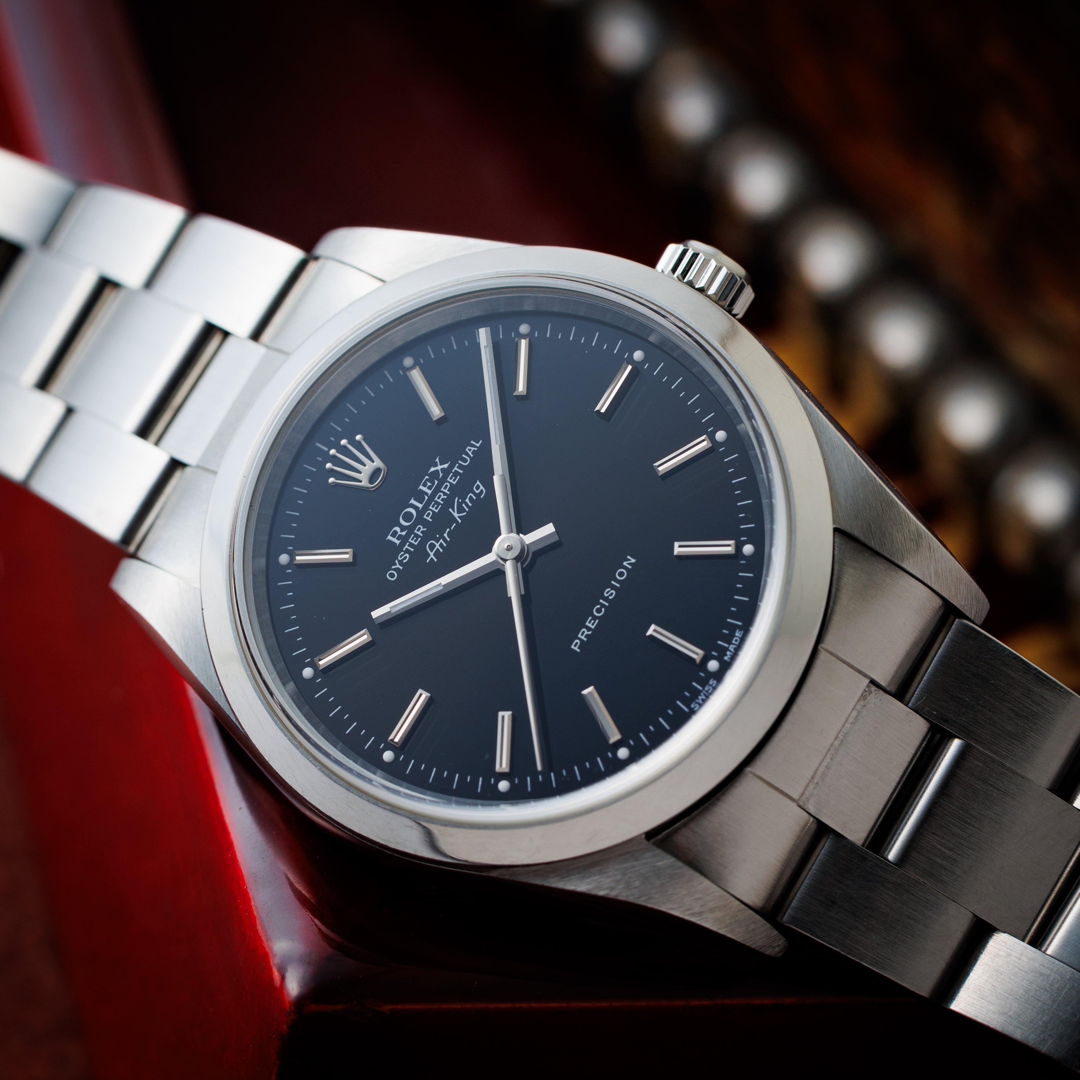 ロレックス エアキング 1999年製 Ref.14000 ブラックダイヤル 自動巻 ギャラ、タグ付き