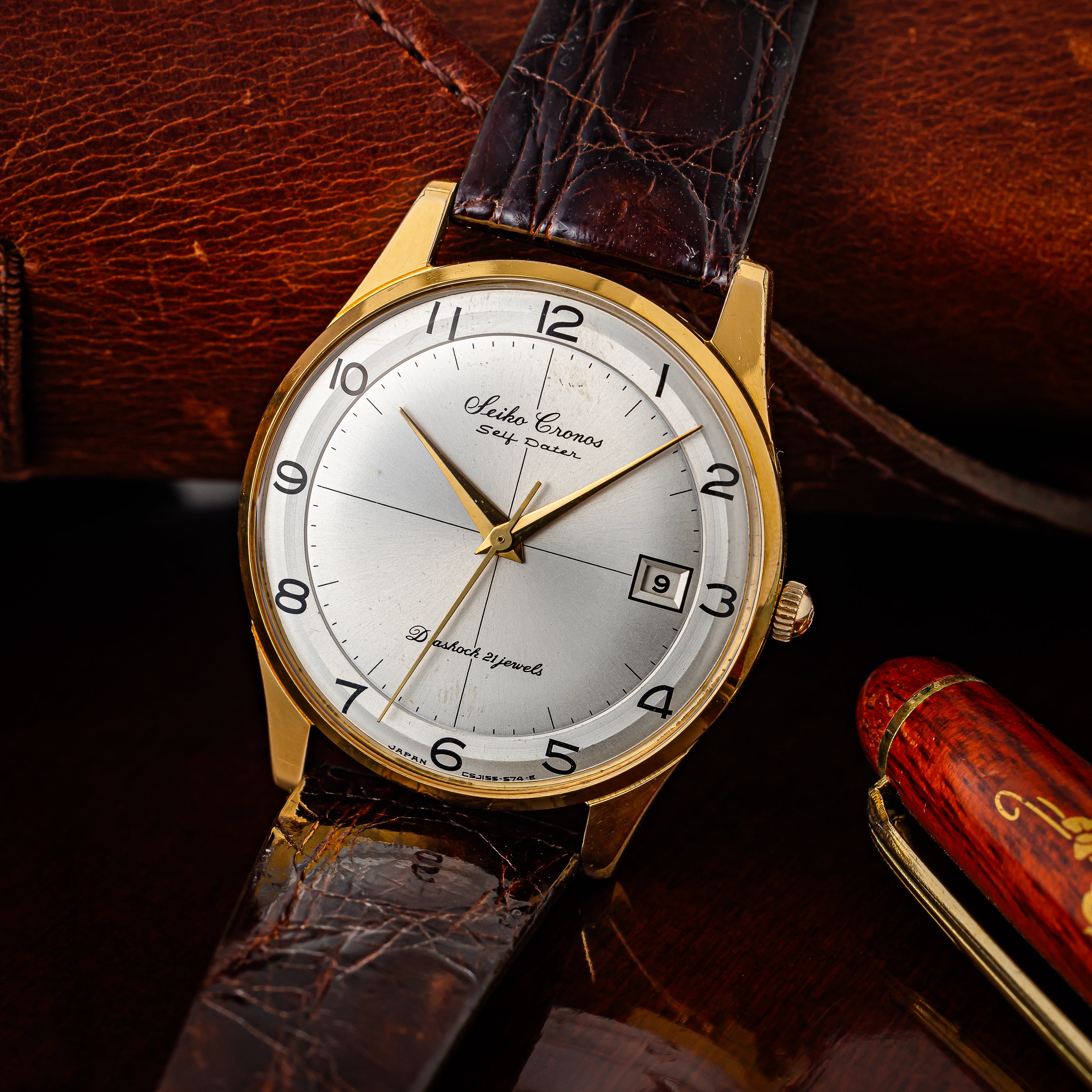 セイコー クロノス セルフデーター 1963年製 Ref.J15016E EGP 純正革ベルト付き