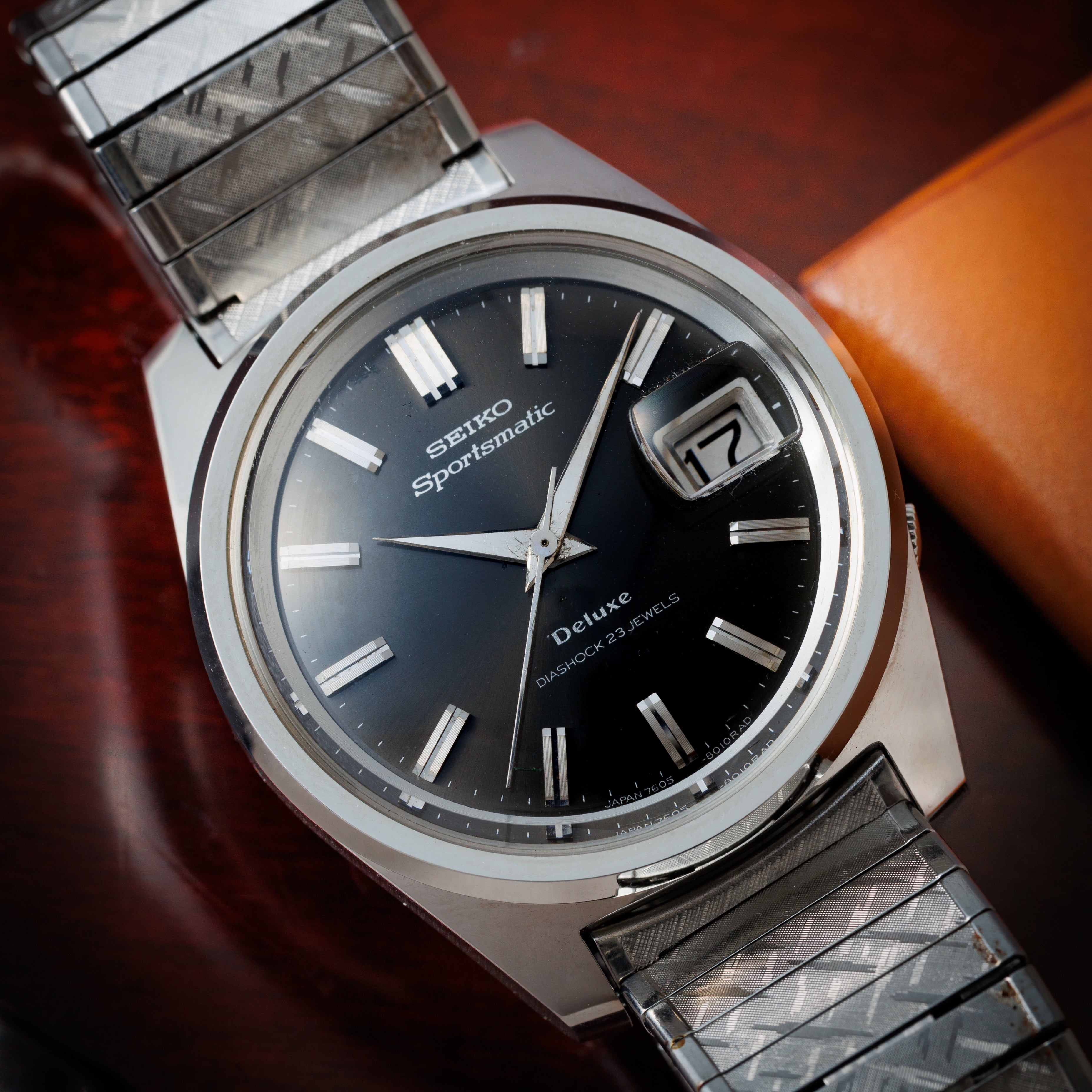 セイコー スポーツマチック デラックス 未使用品 1966年製 Ref.7605-8000 純正ブレス付き オリジナルグレーダイヤル