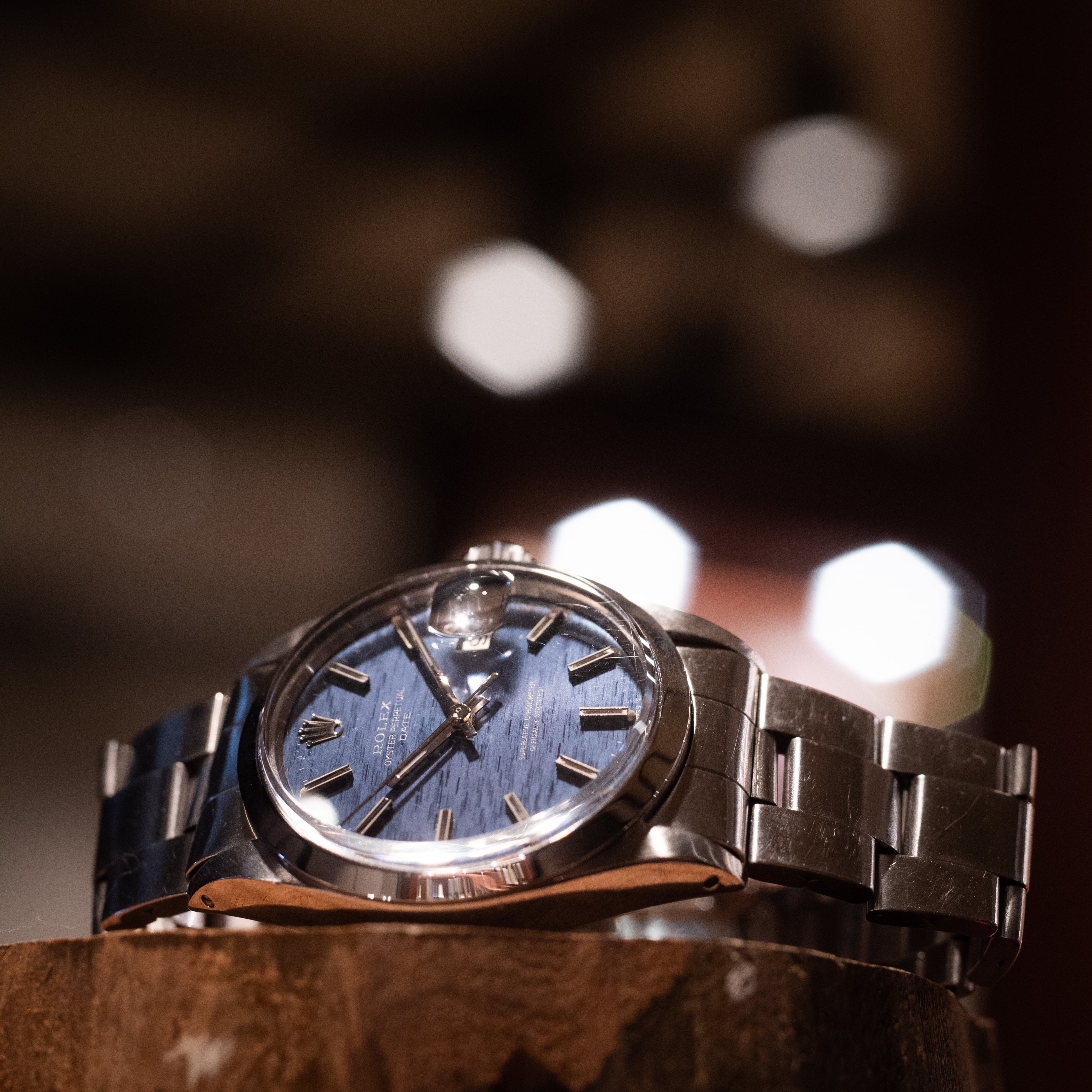 ロレックス Ref.1500 ブルーブリックダイヤル 1970年製 国際サービス保証書付きオイスターパーペチュアルデイト