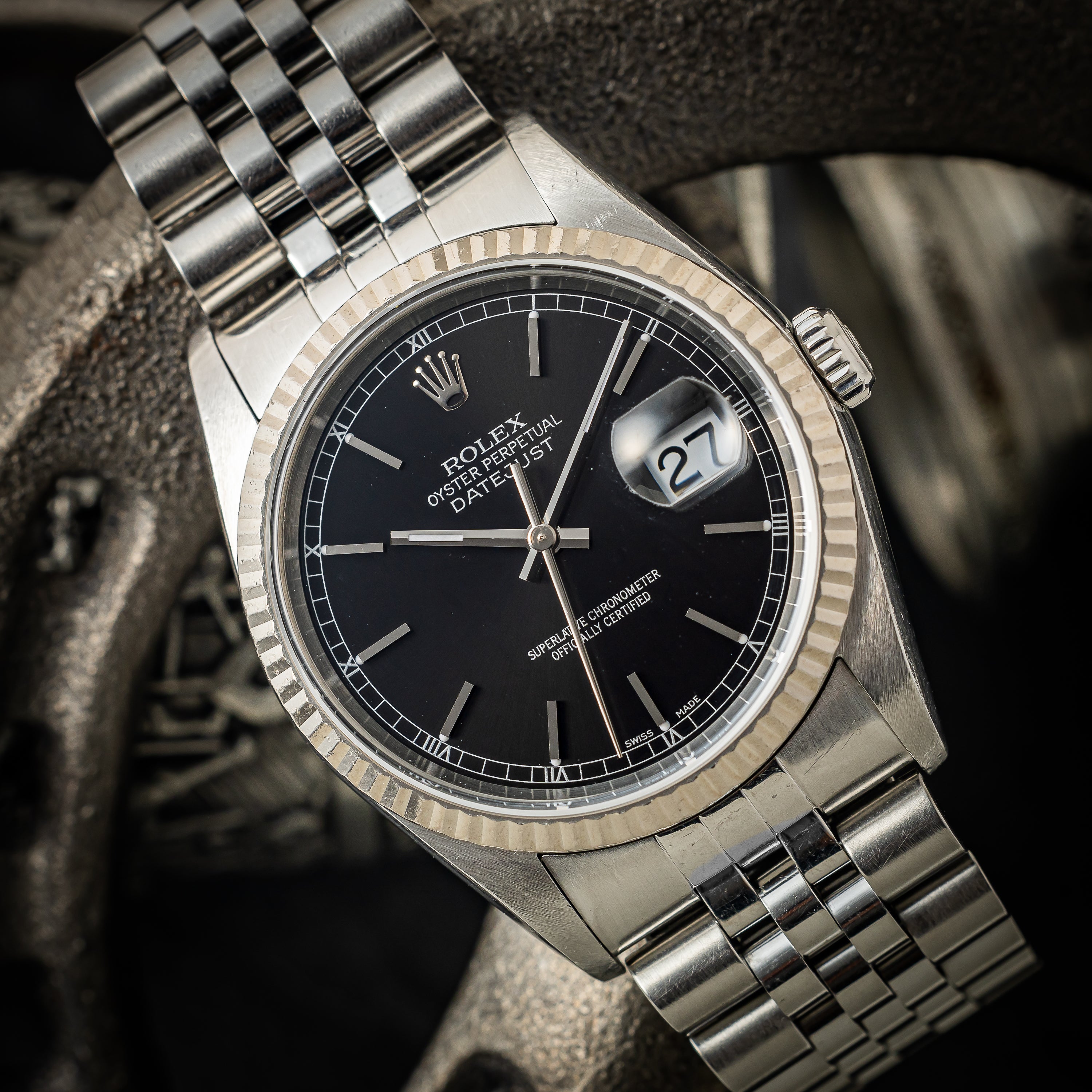ロレックス デイトジャスト 2002年製 Ref.16234 ブラックダイヤル 純正ブレス