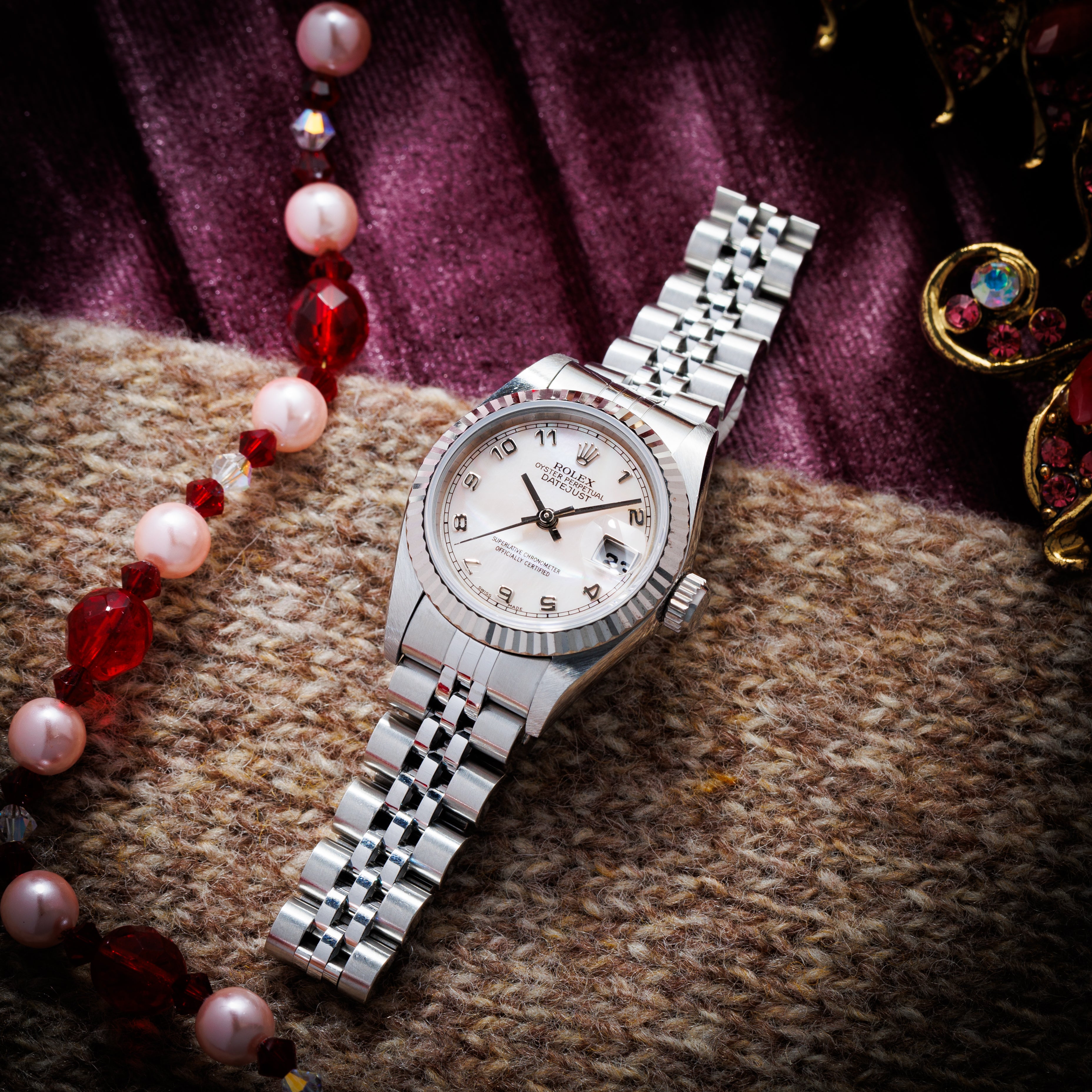 ロレックス デイトジャスト レディース 1996年製 Ref.69174 ピンクシェルアラビアダイヤル