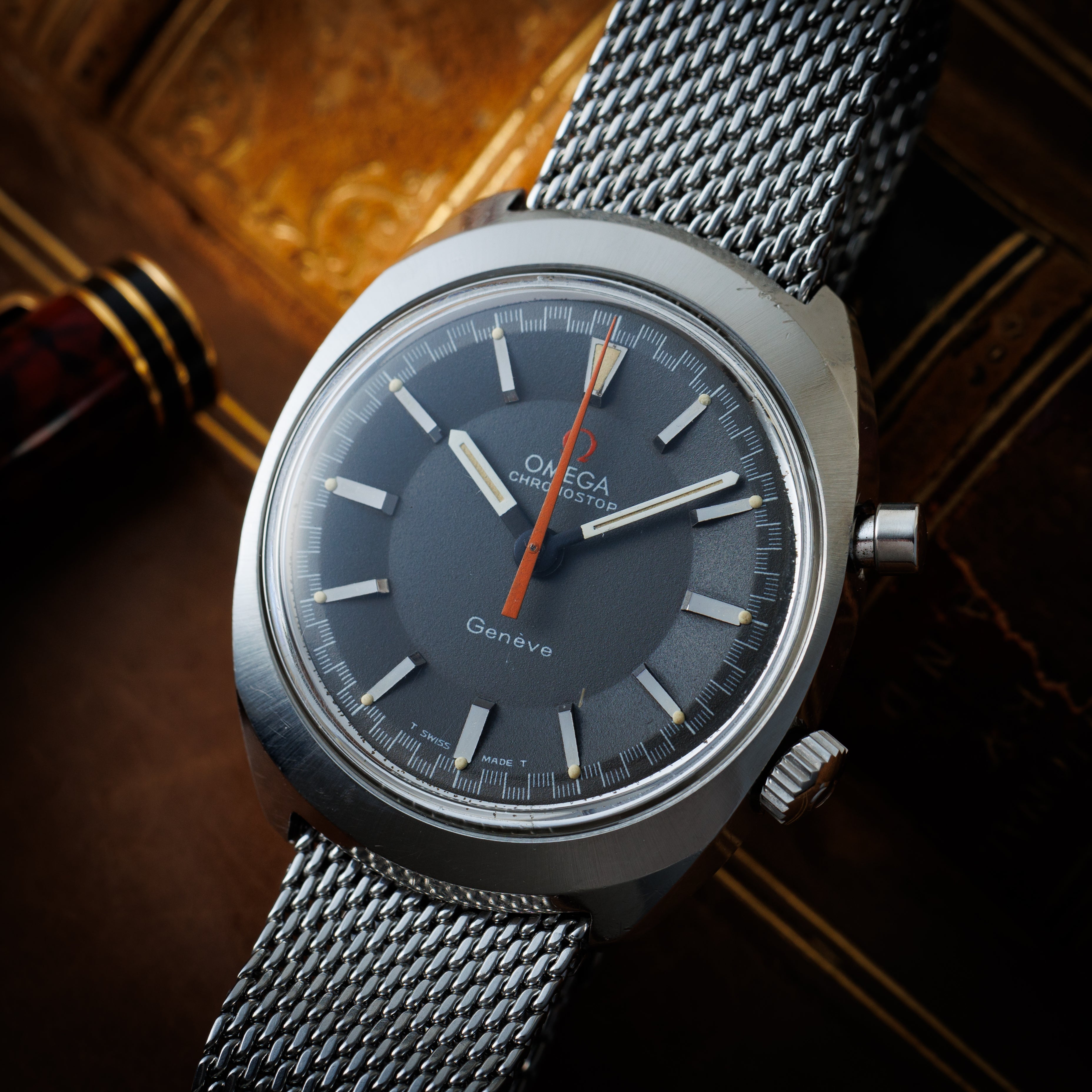 オメガ クロノストップ 1968年製 Ref.145.009 純正メッシュブレス