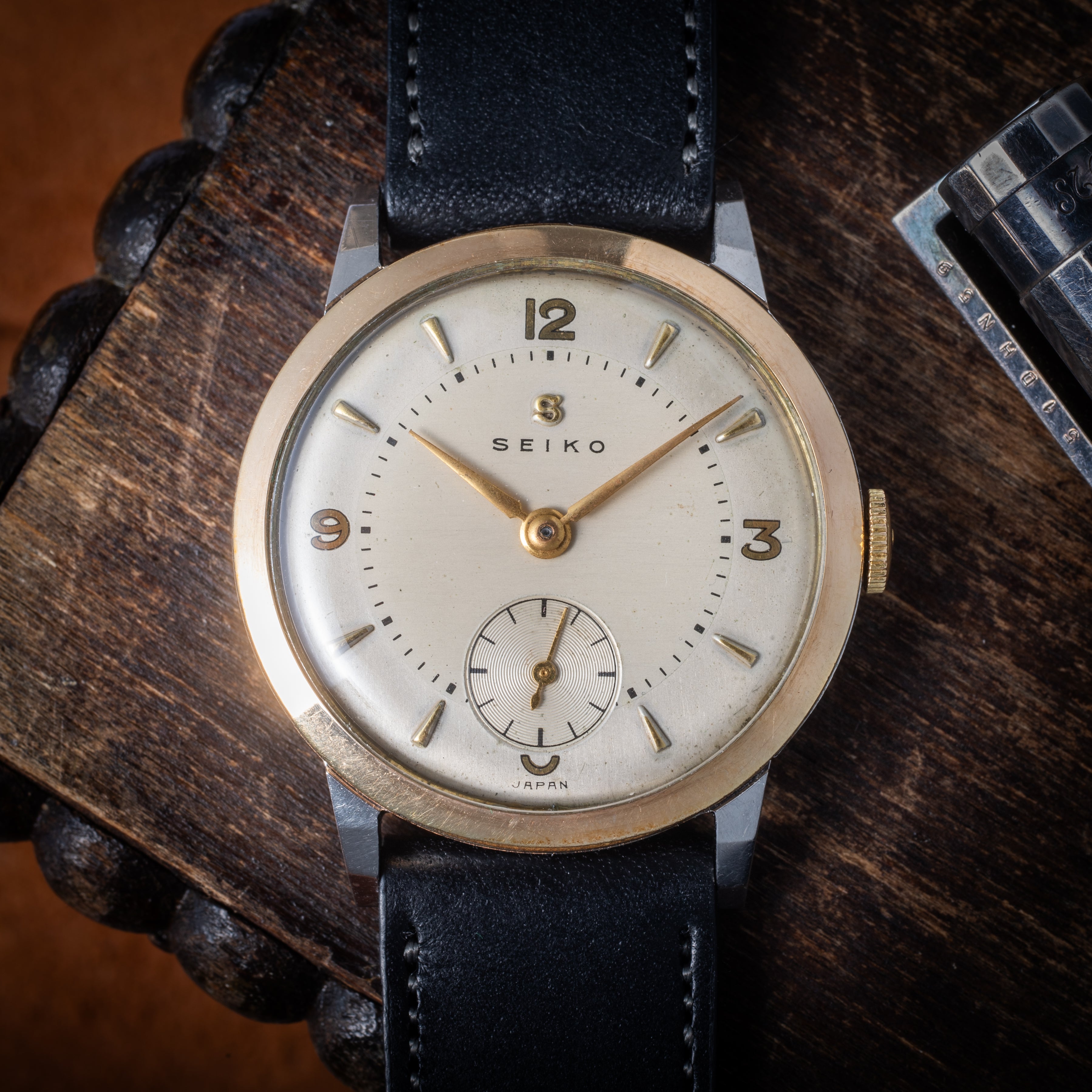 セイコー スモールセコンド 1955年 14KGFベゼル 新10B型 永年勤続警視総監表彰 手巻き