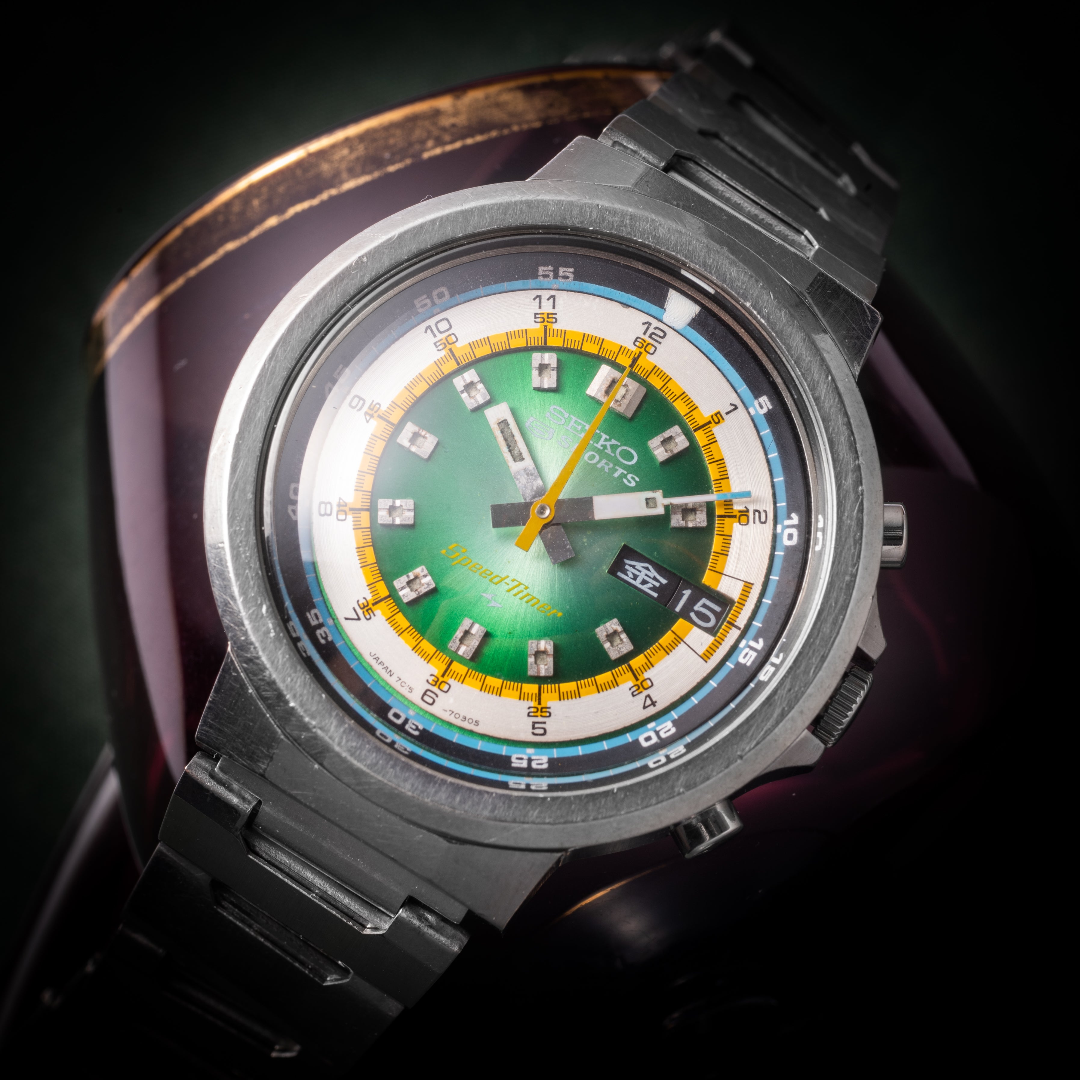 セイコー 5スポーツ スピードタイマー 1973年製 Ref.7015-7020 自動巻クロノグラフ 純正ブレス付 ハルク