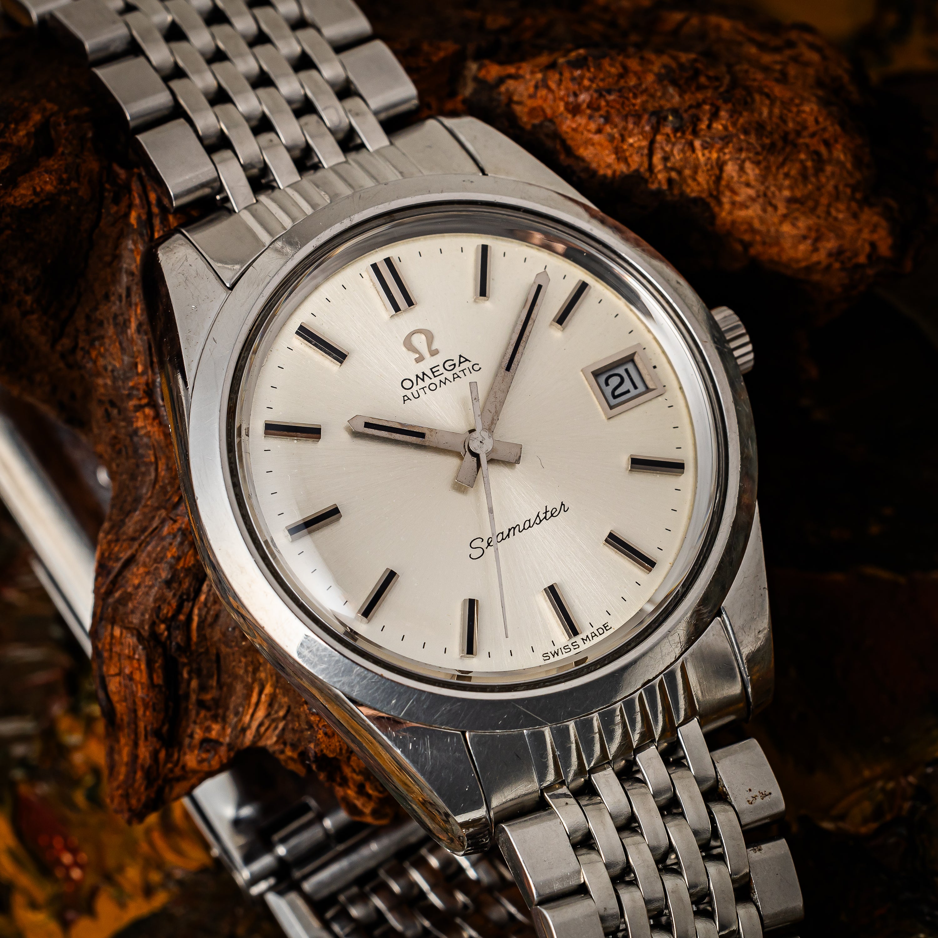 オメガ シーマスター 1970年製 ハイビート自動巻き Ref.166.0061 シルバーダイヤル 純正ブレス