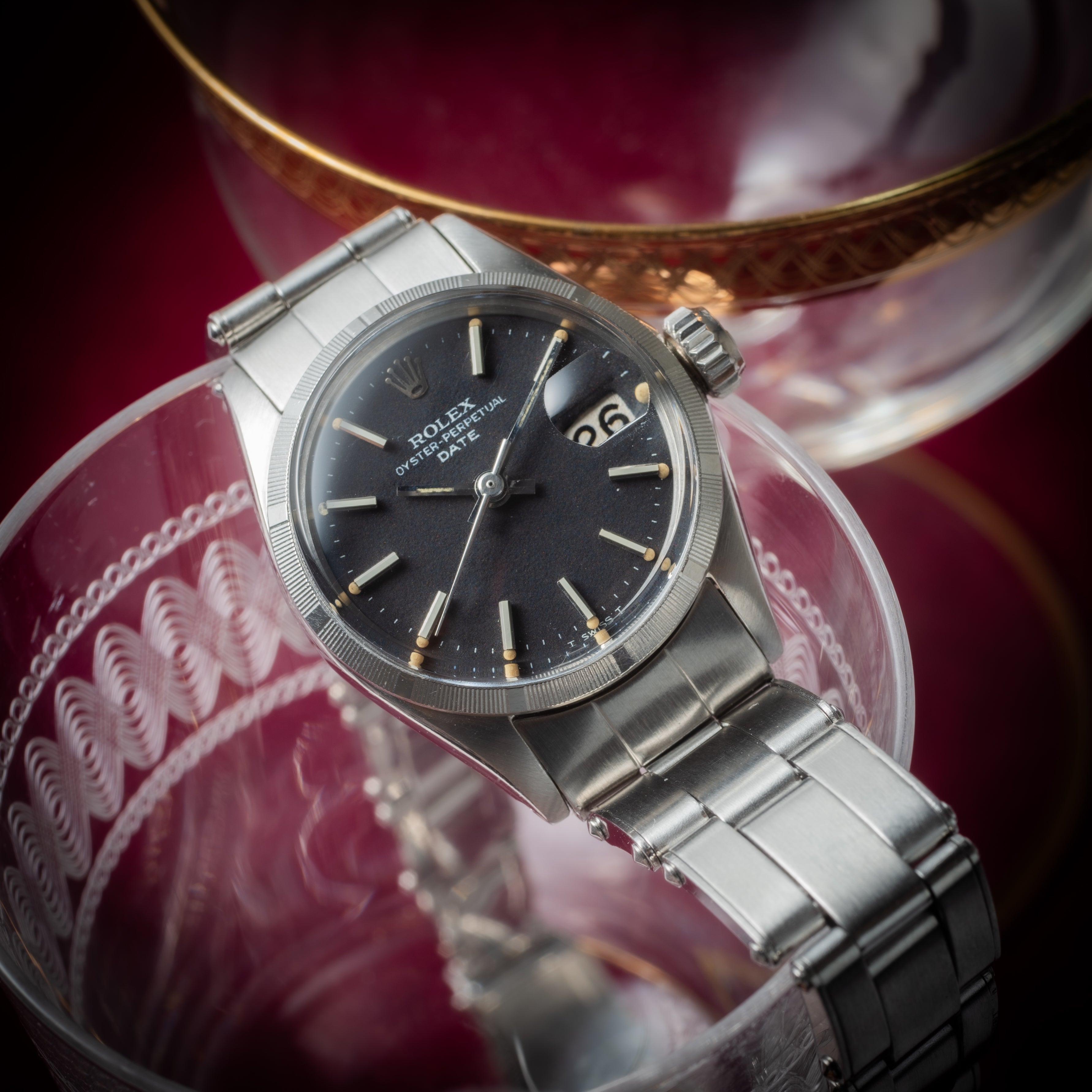ロレックス オイスターパーペチュアルデイト レディース 1968年製 Ref.6519 箱、ギャラ付き