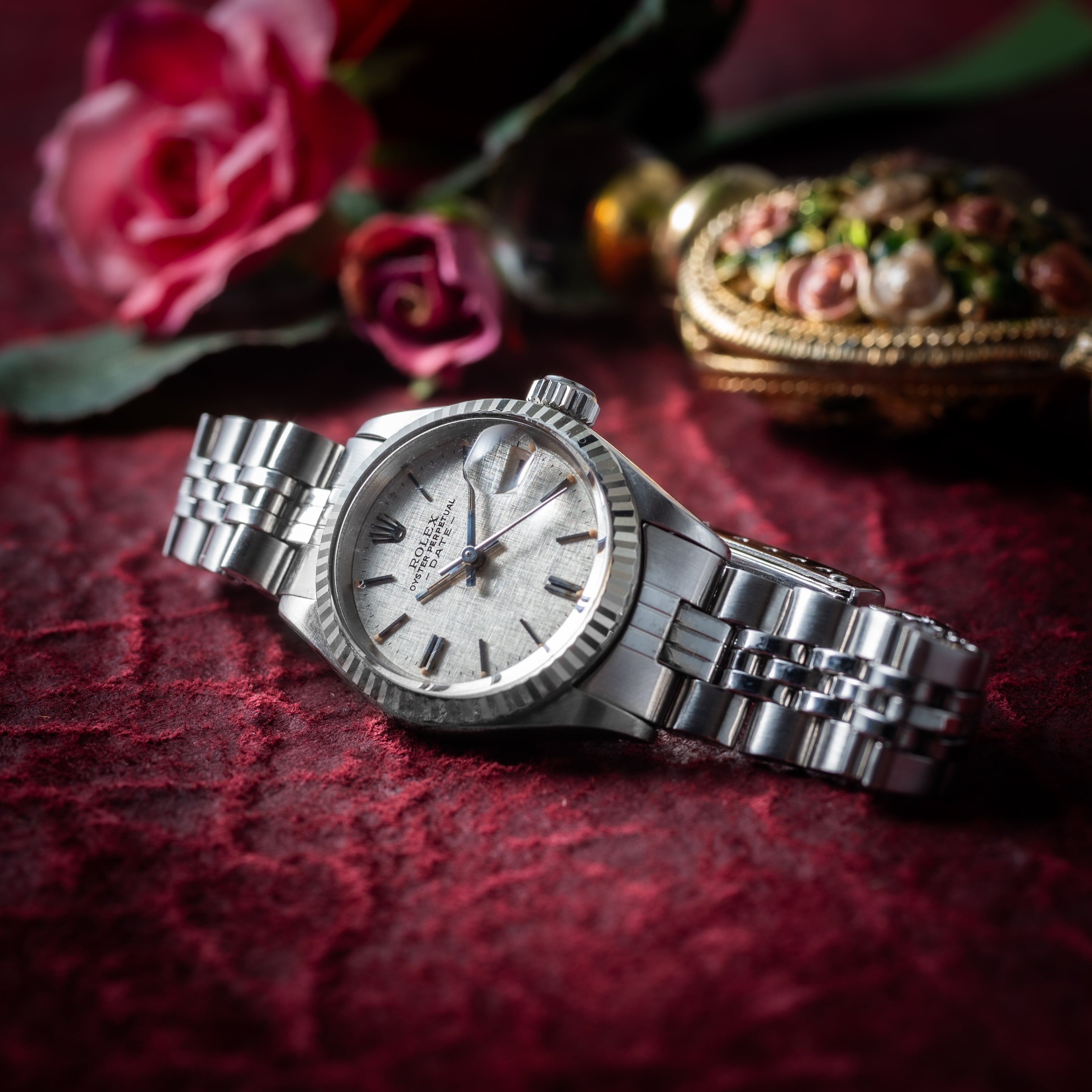 ロレックス レディース オイスターパーペチュアルデイト 1971年製 Ref.6917 シルバーリネンダイヤル