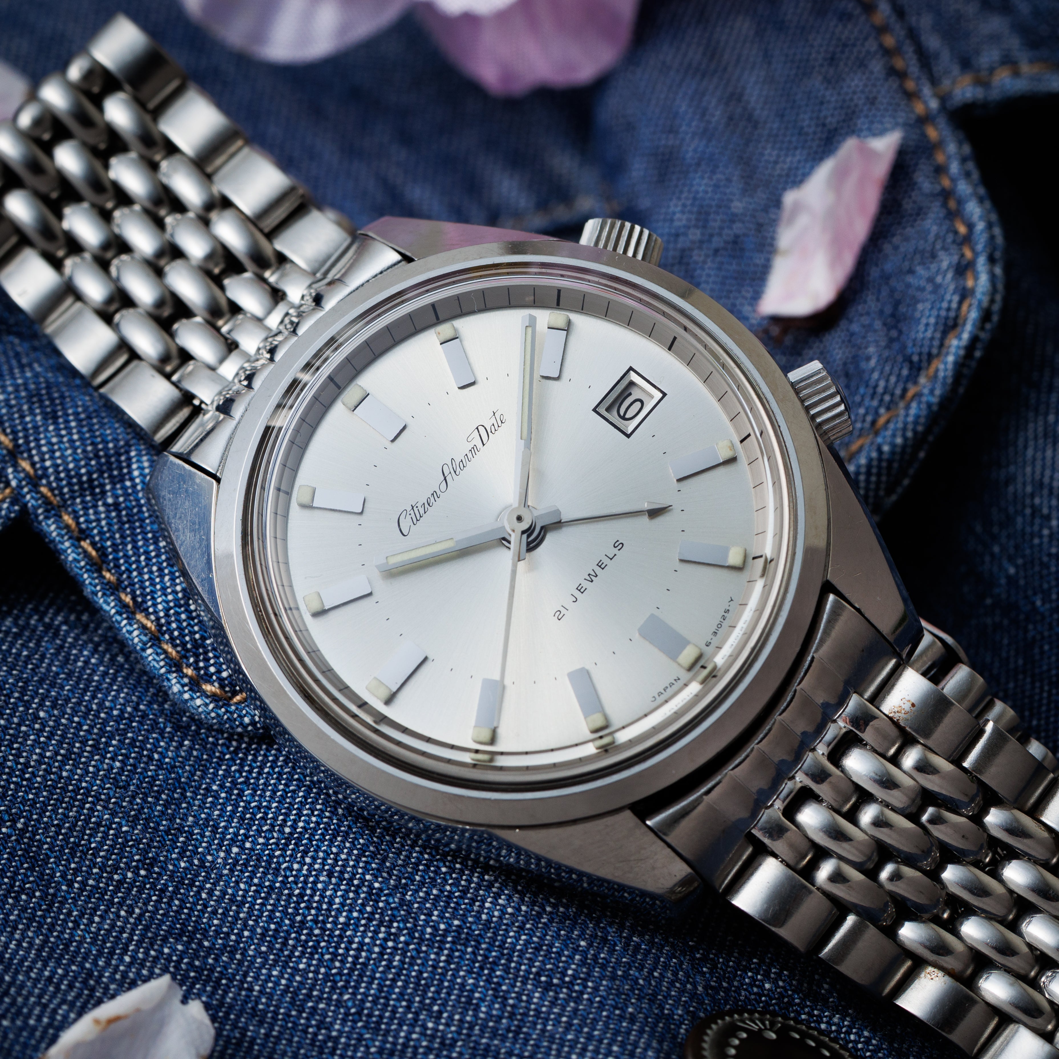 シチズン アラームデイト シルバーダイヤル 1969年製 純正ブレス付き