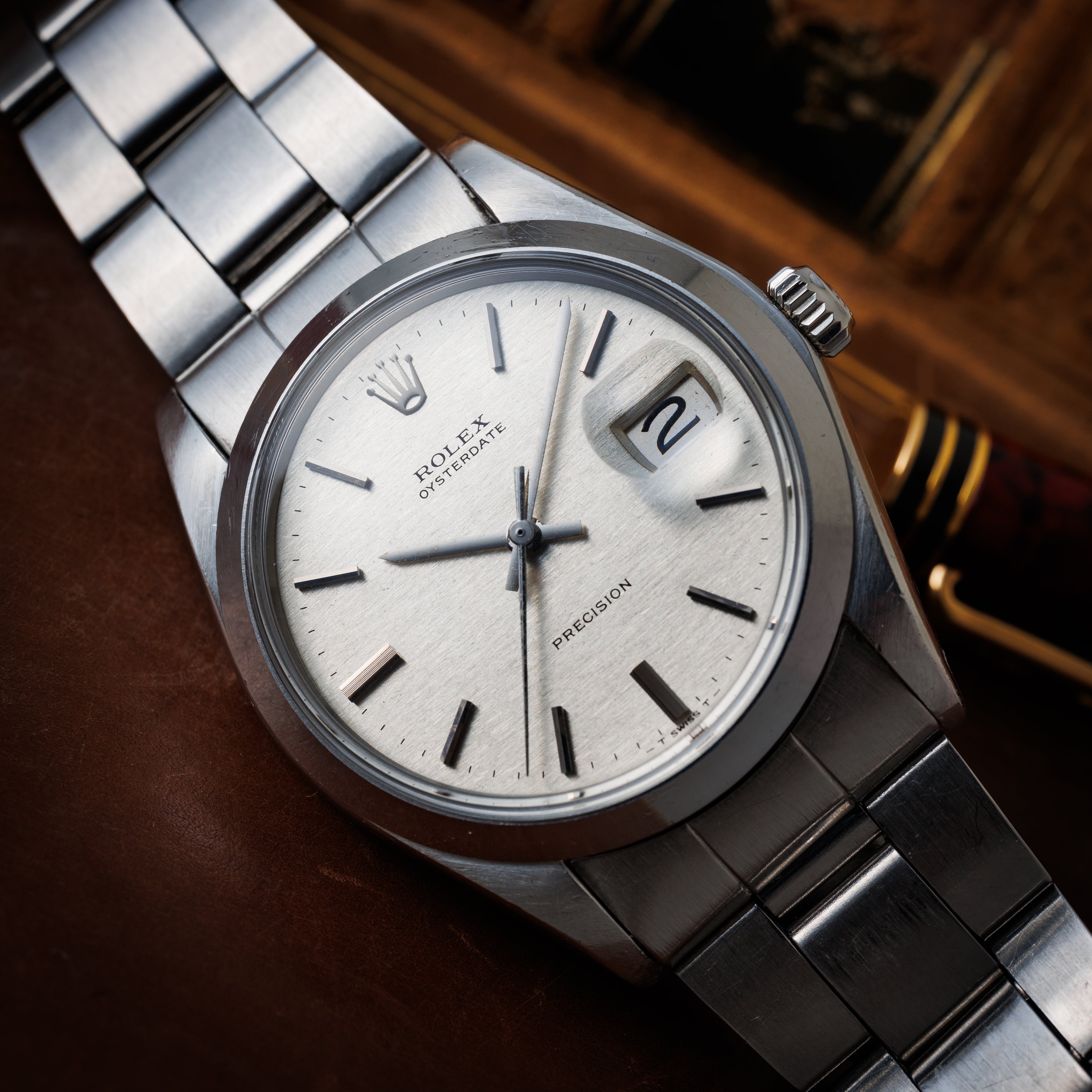 ロレックス オイスターデイト 1972年製 Ref.6694 シルバーモザイクダイヤル 純正ブレス