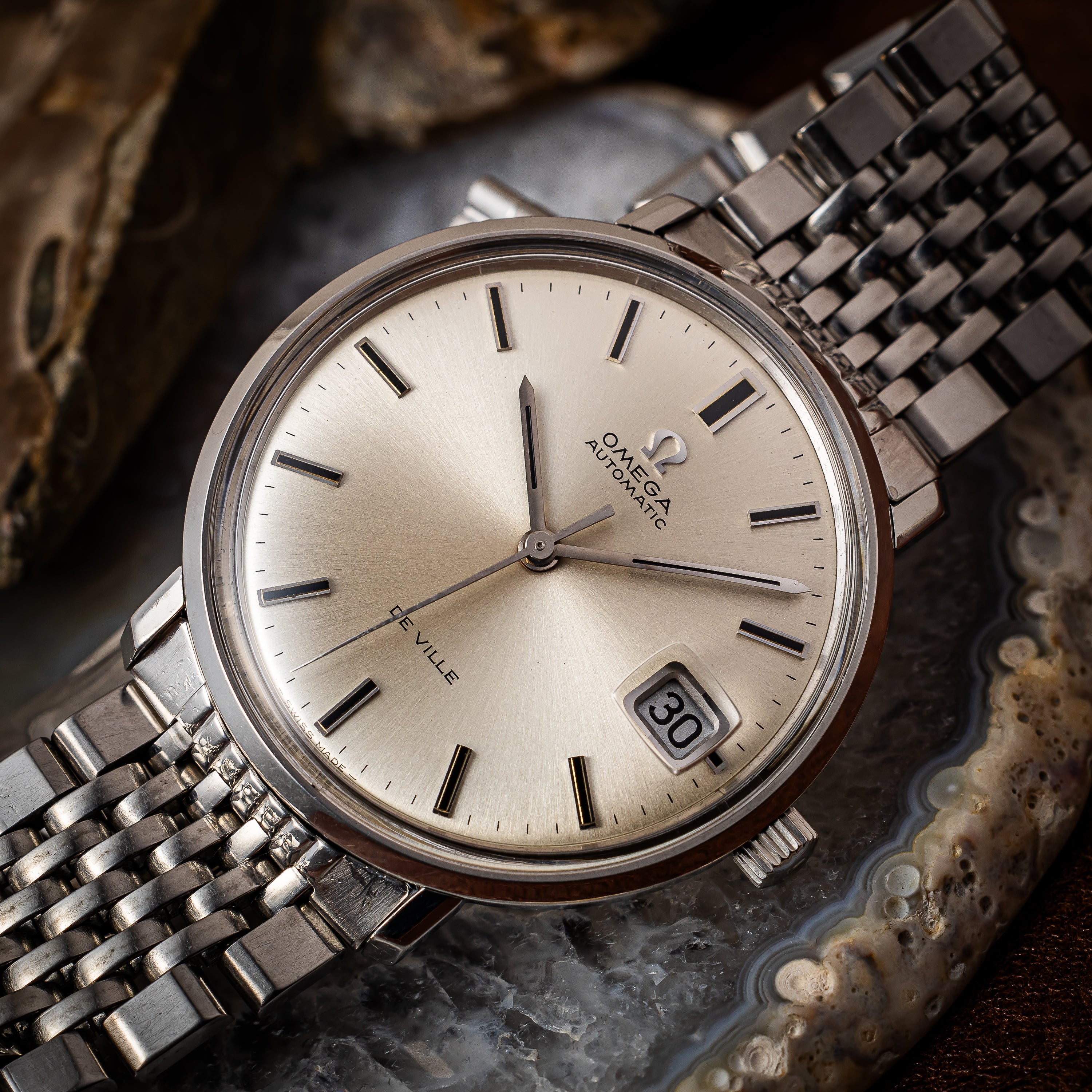 オメガ デ・ヴィル オートマチック 1960年代製 純正ブレス Ref.166033 シルバーダイヤル