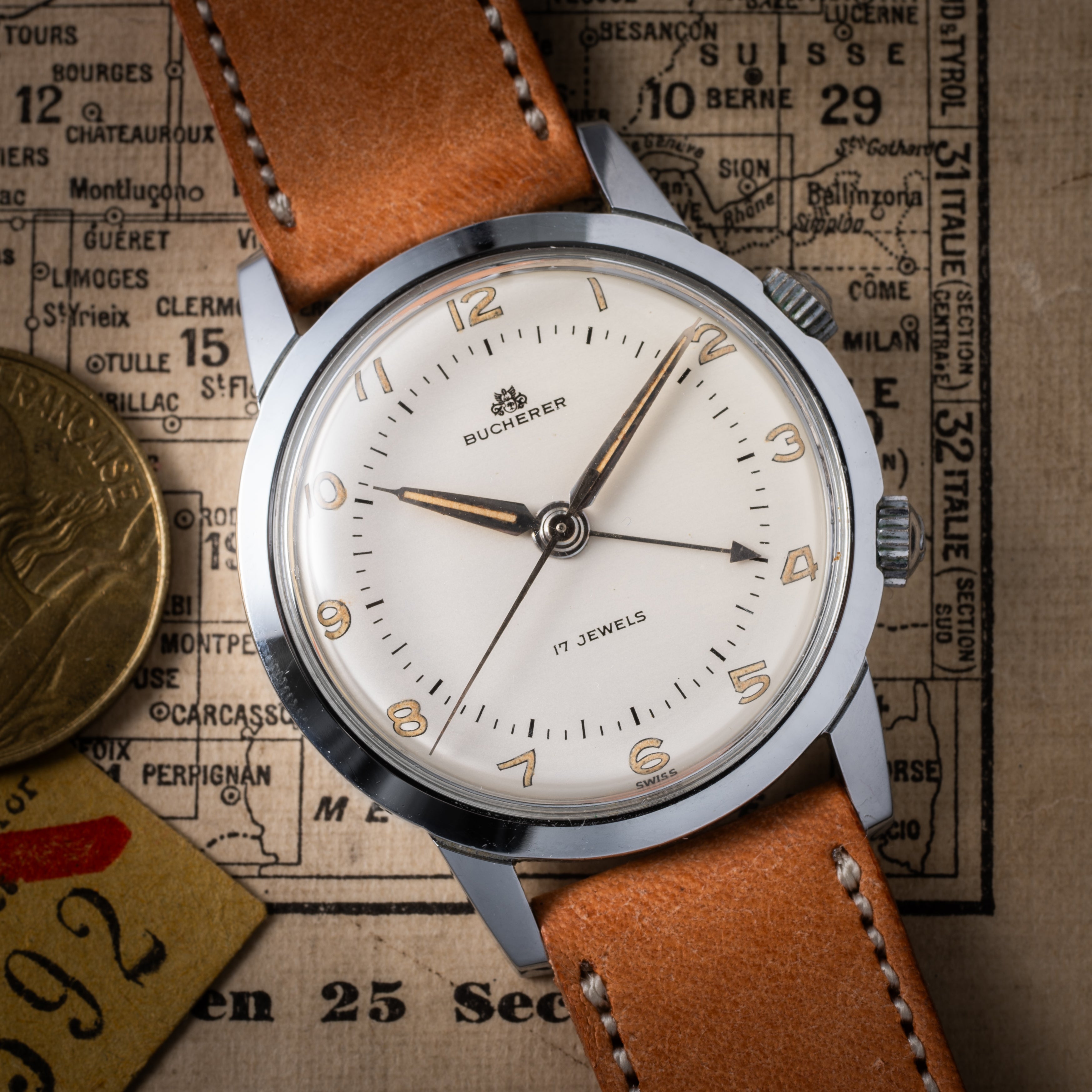 ブッフェラー アラーム 1950年代製 オリジナルアラビアダイヤル 手巻き