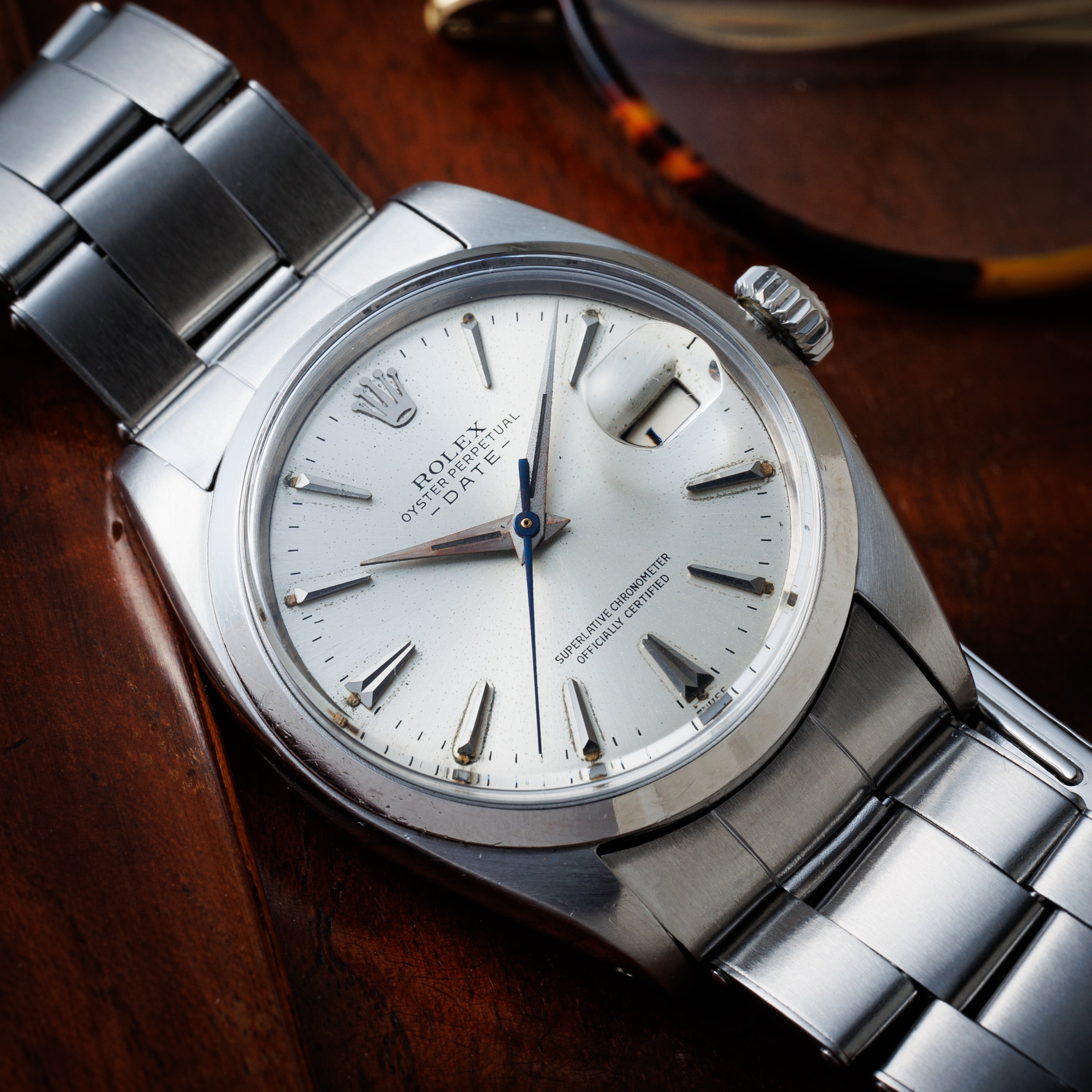 ロレックス 1961年製 オイスターパーペチュアルデイト Ref.1500 ドーフィンハンド 純正リベットブレス