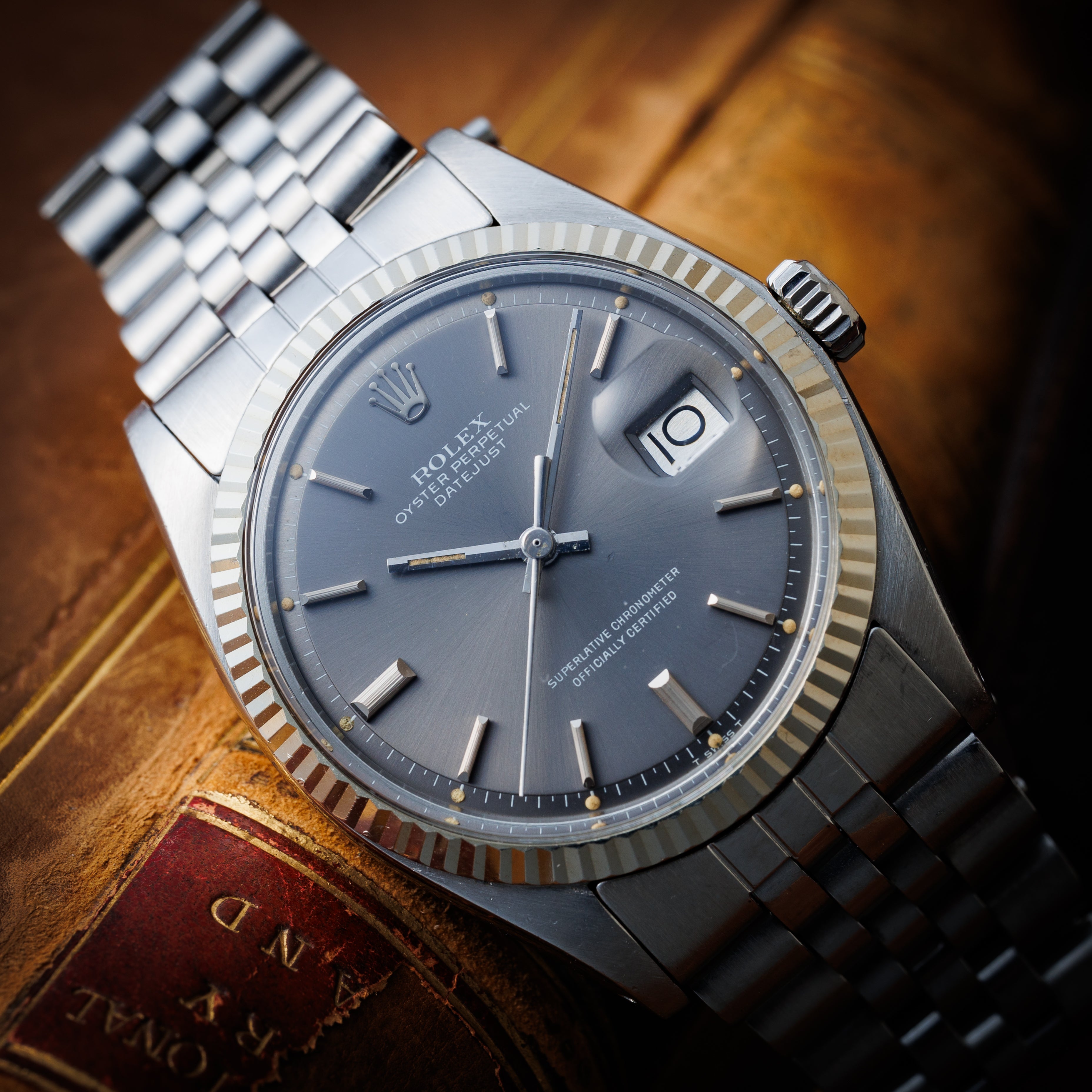 ロレックス デイトジャスト 1973年製 Ref.1601 WGベゼル グレーダイヤル