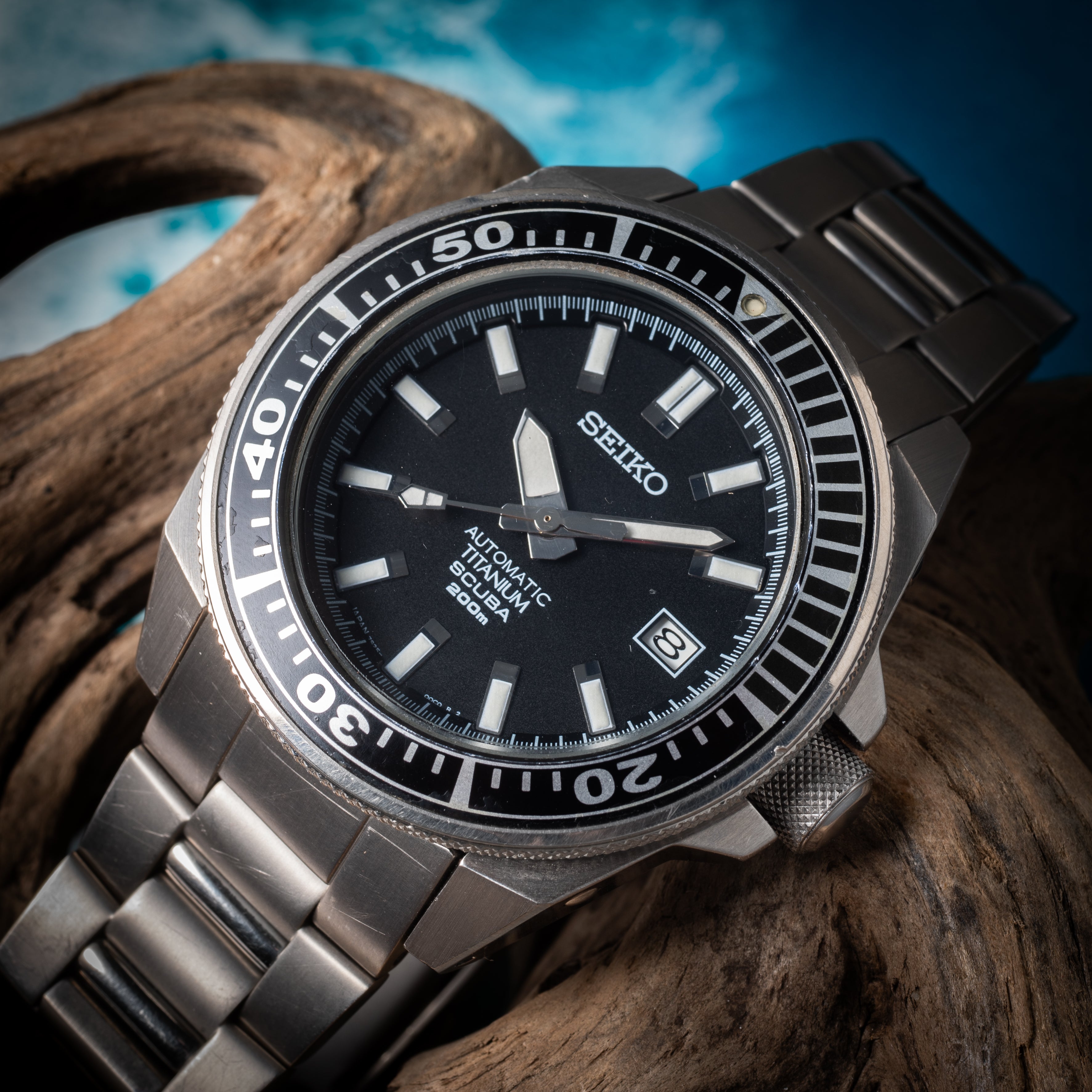 セイコー スキューバ 200m ブラックサムライ チタンケース、ブレス 2004年製 Ref.7S25-00D0 自動巻