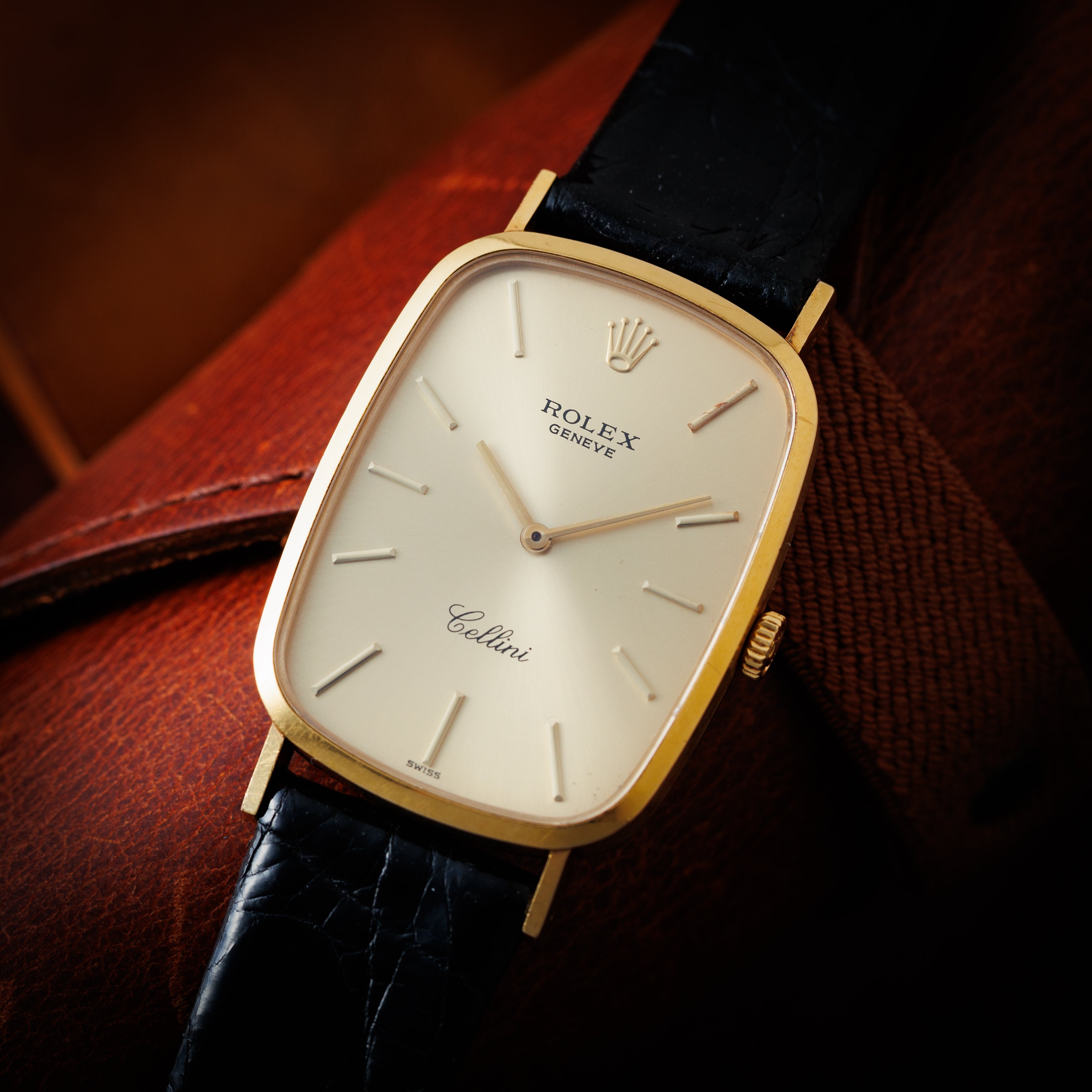 ロレックス チェリーニ 1975年製 Ref.4113 18金無垢レクタンギュラーケース 純正尾錠付き