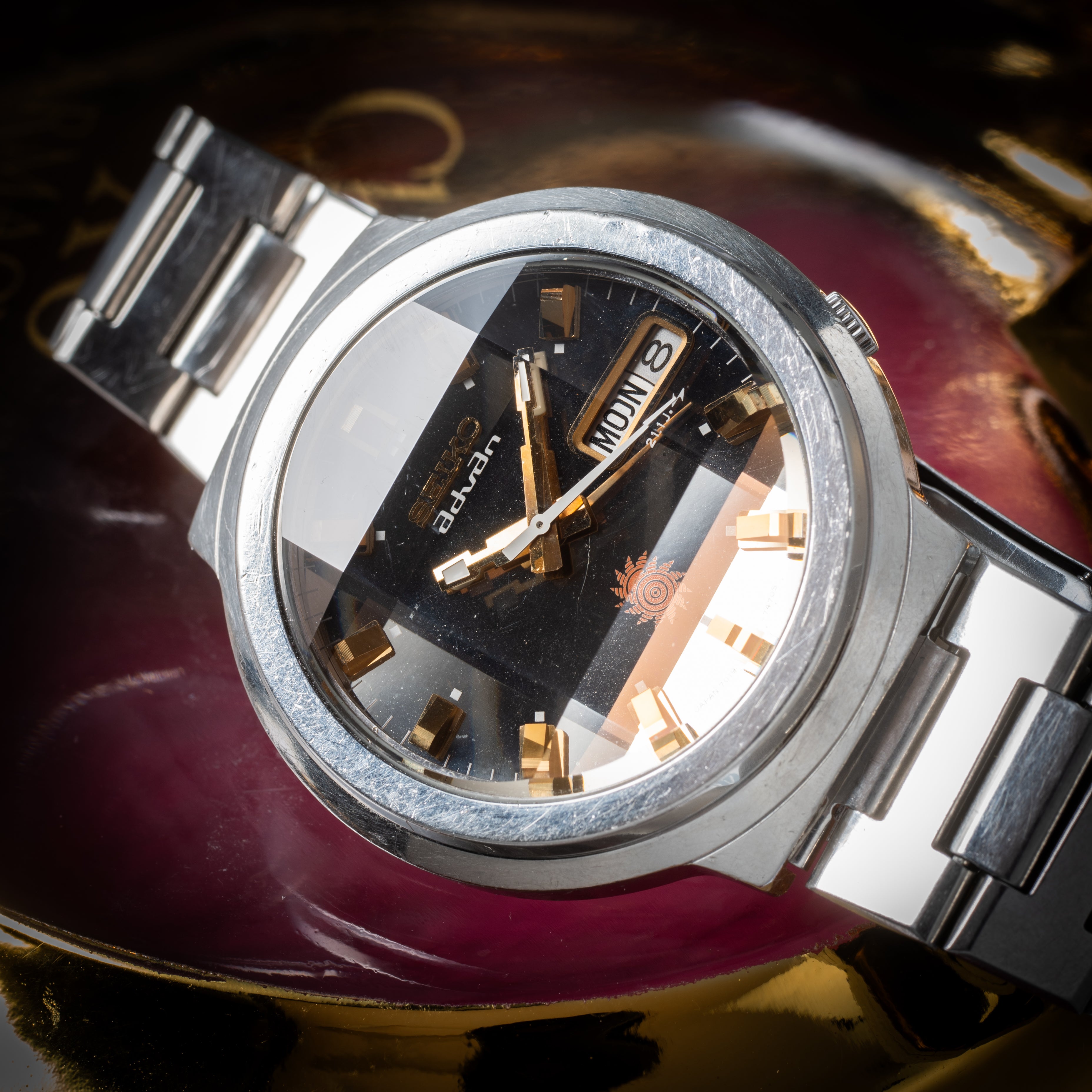 セイコー アドヴァン カットガラス 1974年製 デイデイト 純正ブレス