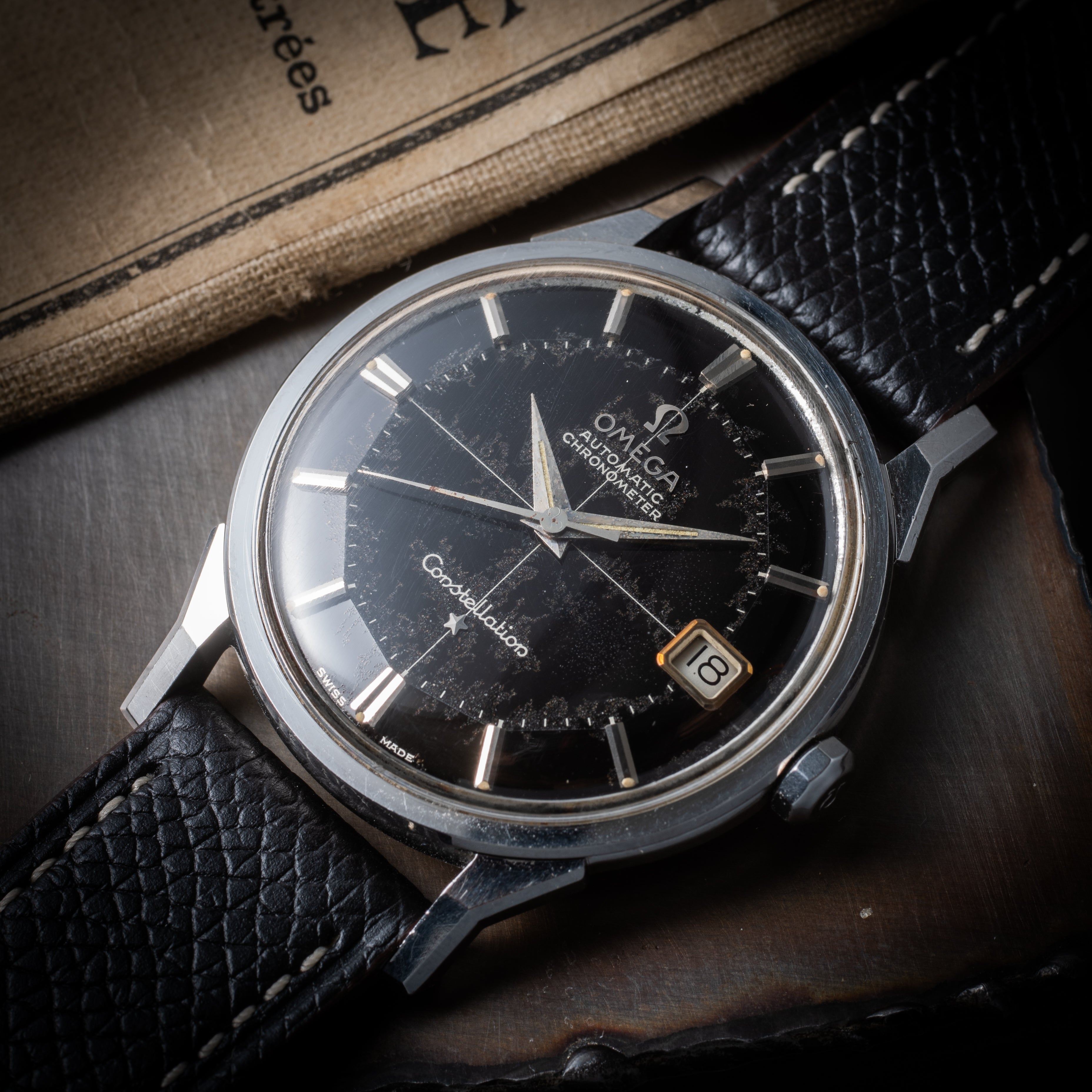 オメガ コンステレーション12角 1962年製 ブラックミラーダイヤル 純正尾錠 自動巻きクロノメーター