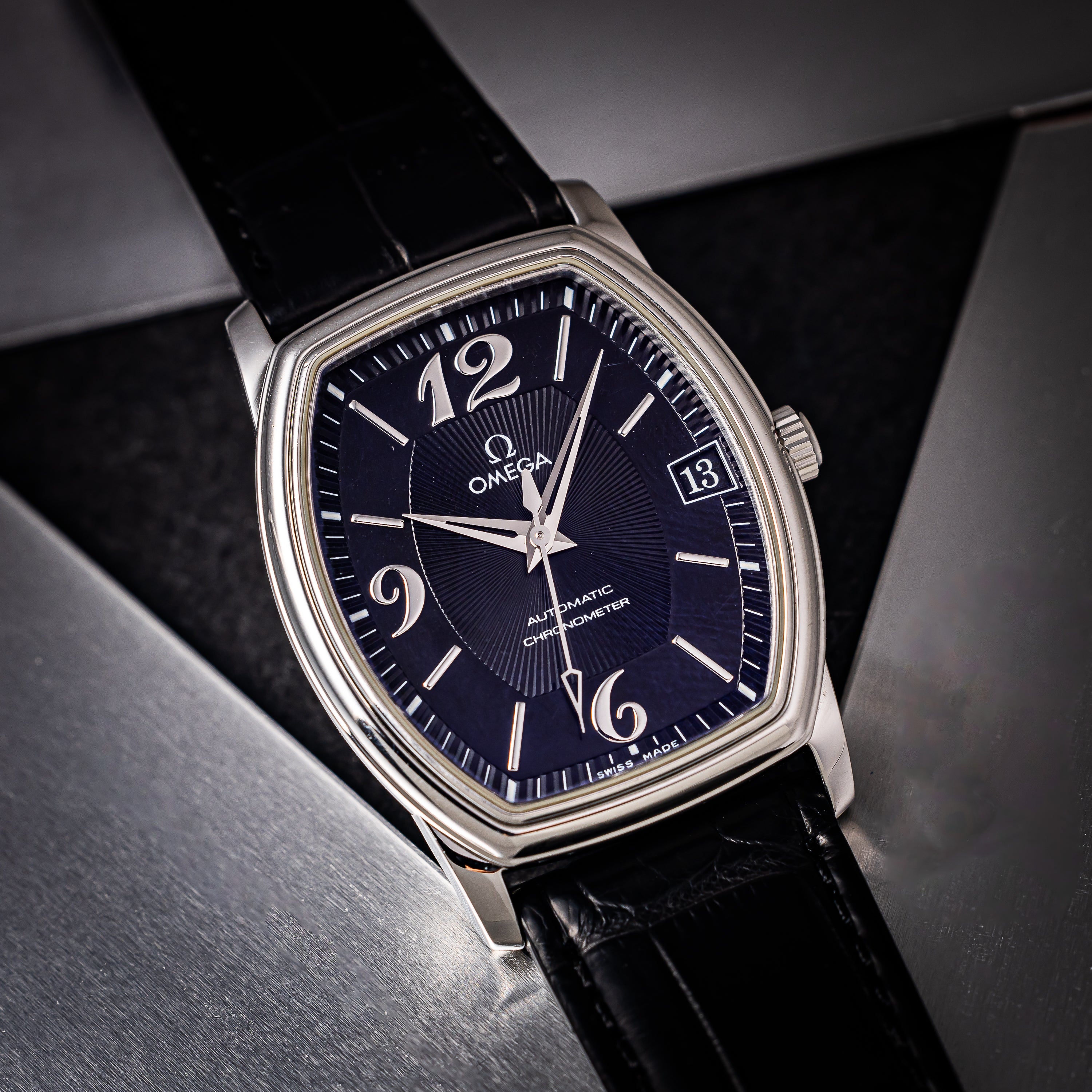 オメガ デ・ヴィル プレステージ クロノメーター 自動巻 トノーケース 1999年製 純正尾錠付き