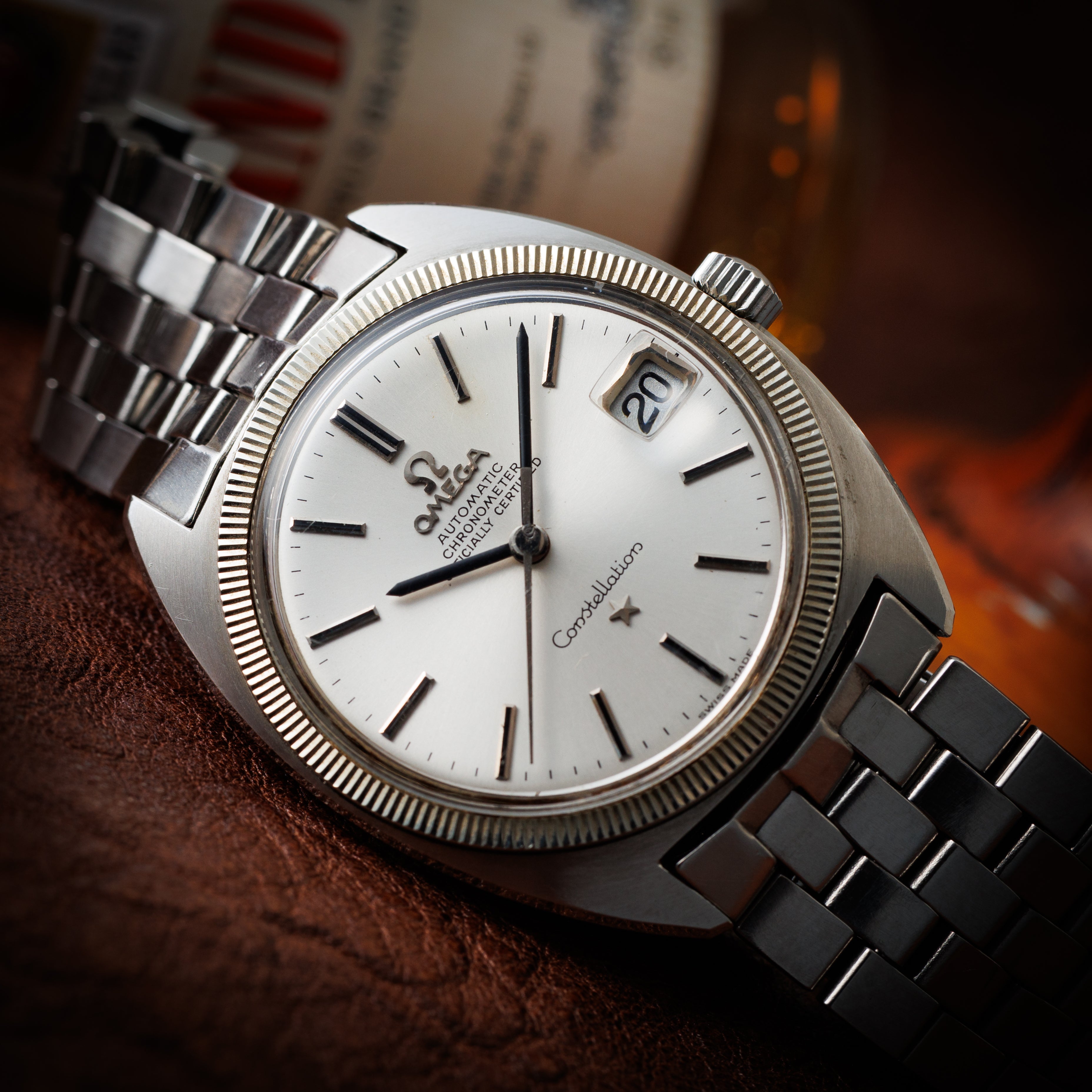 オメガ コンステレーション ジェンタ 前期 1968年製 コインエッジWGベゼル 純正ブレス