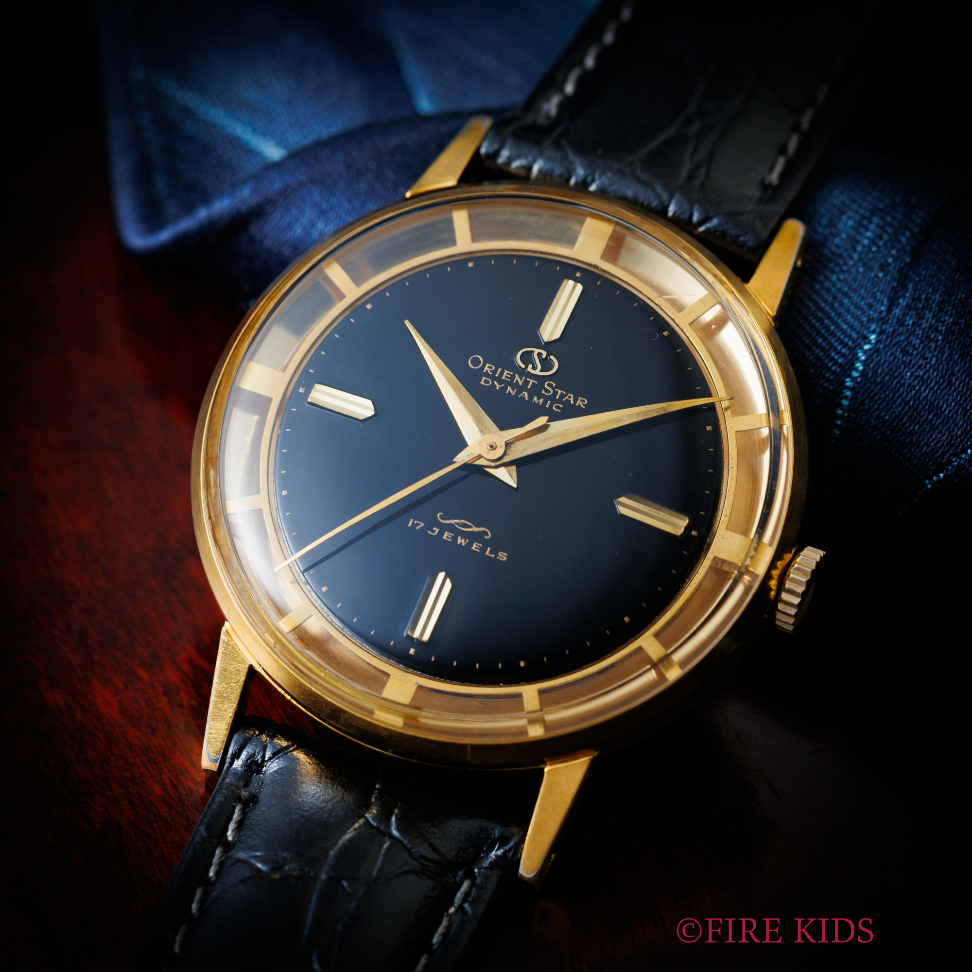 オリエントスター ダイナミック 1960年代製 手巻き ブラックツートンダイヤル 金張り/ステンバック