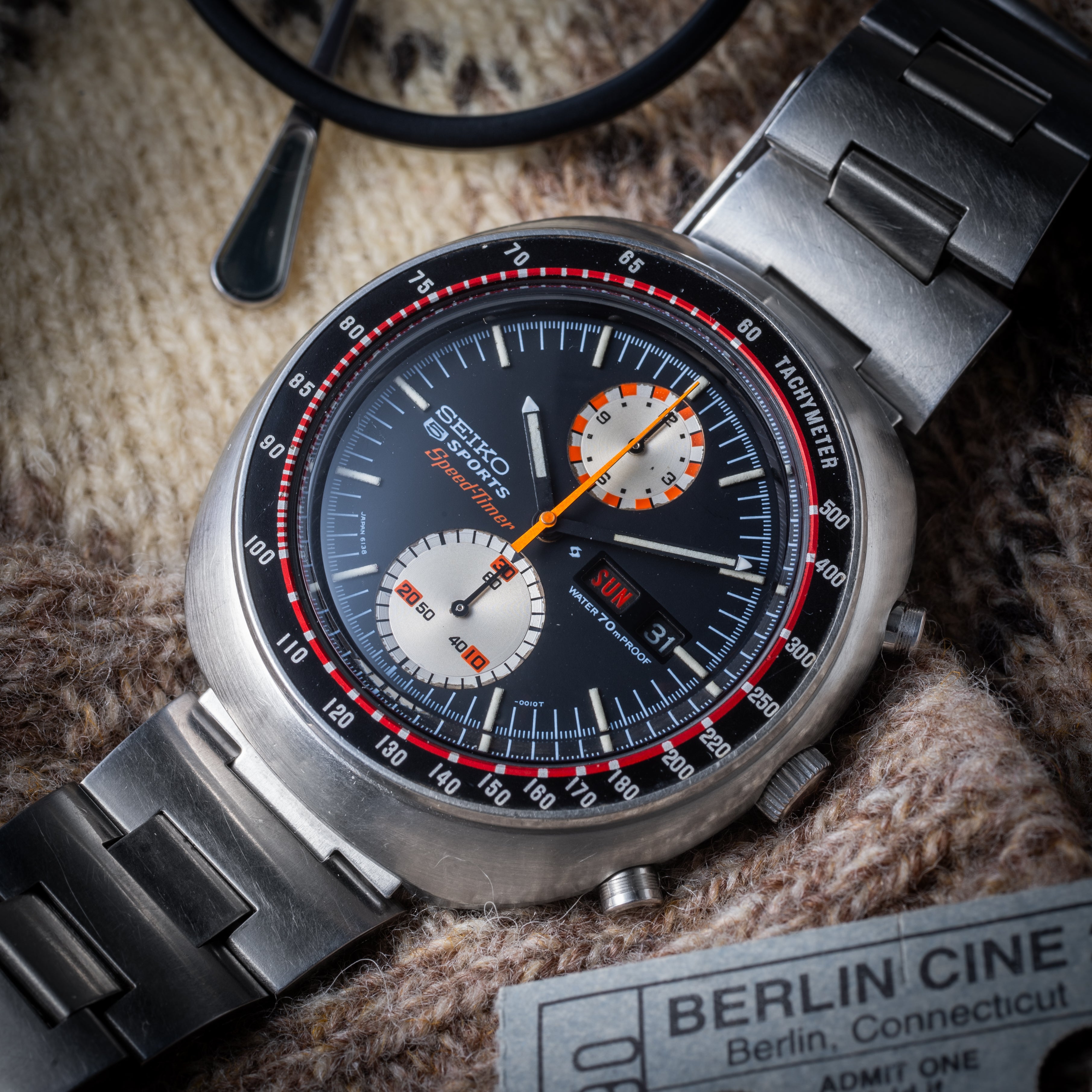 セイコー 5スポーツスピードタイマー UFO 自動巻きクロノグラフ