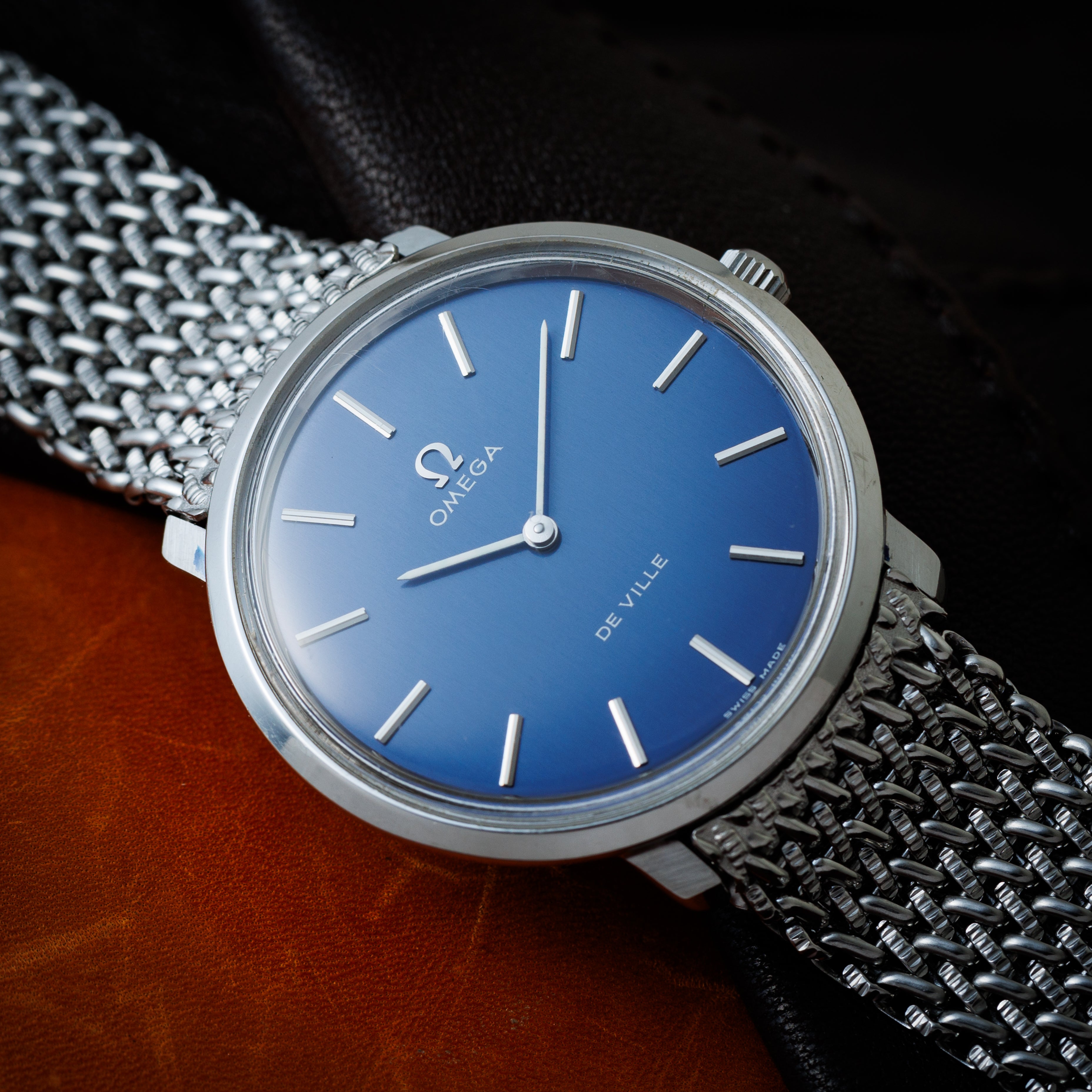 オメガ デ・ヴィル 1971年製 ブルーダイヤル 純正ブレス付き 薄型手巻き
