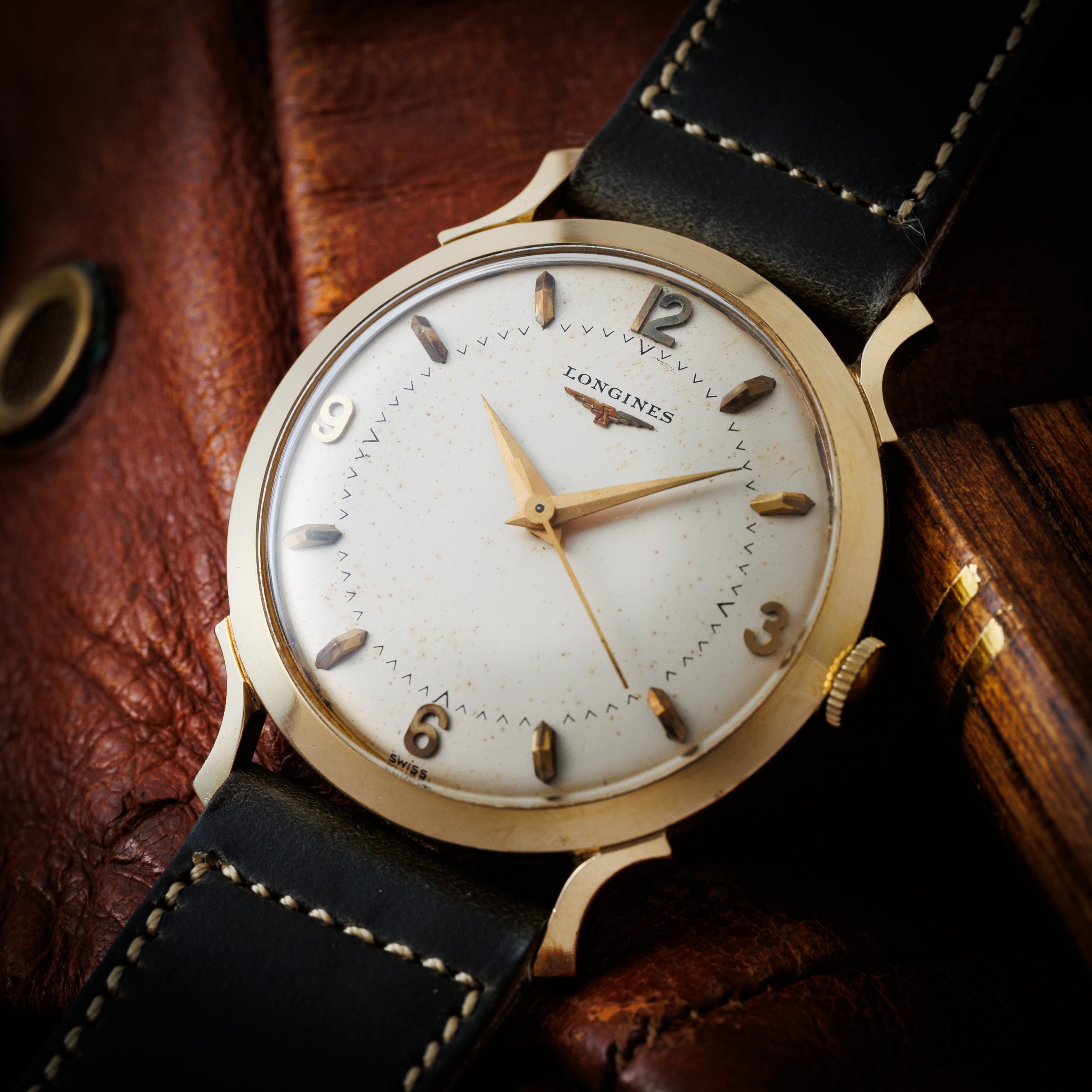 ロンジン 14金無垢 USケース 1950年代製 センターセコンド Cal.22LS 手巻き