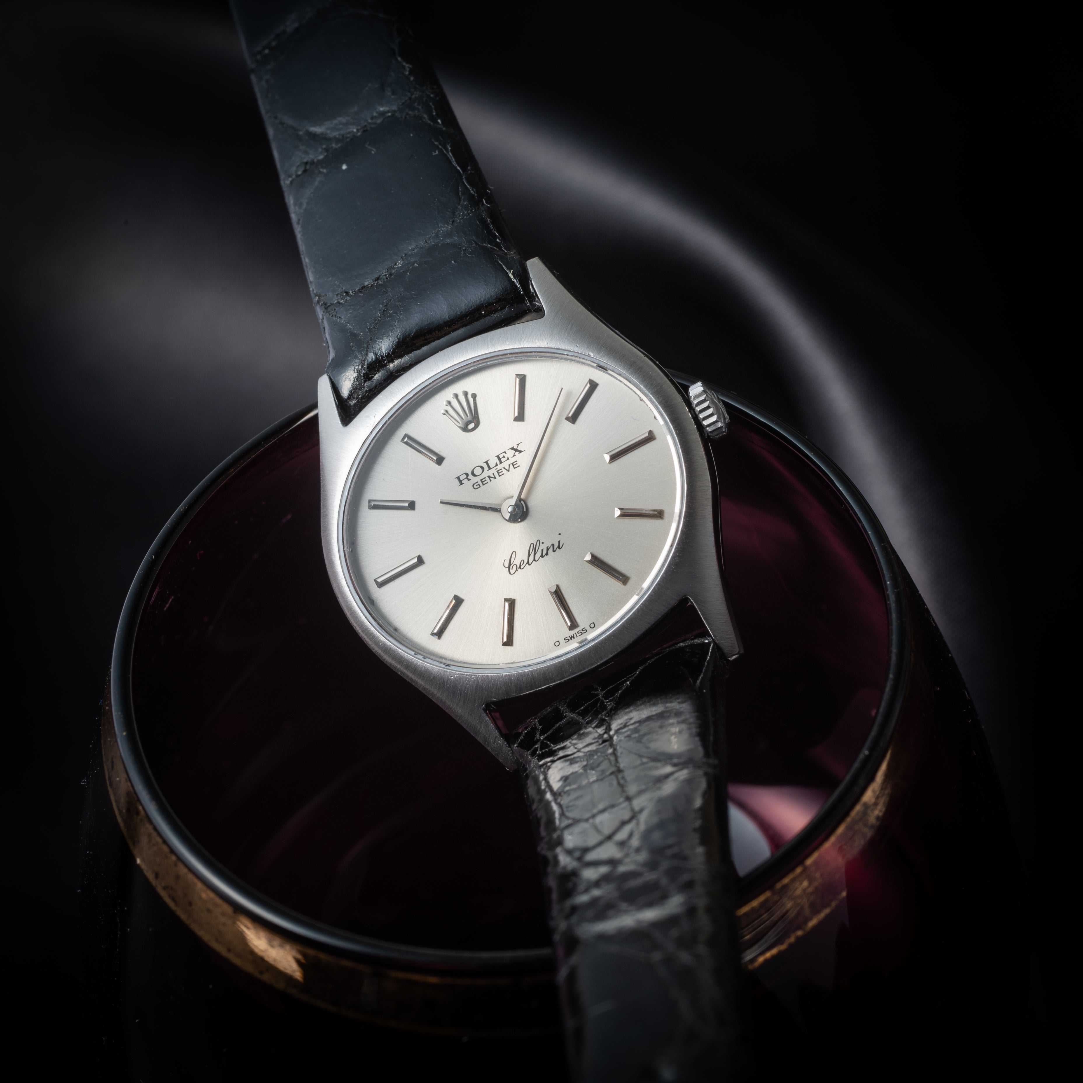 ロレックス 18金無垢ホワイトゴールド チェリーニ レディース 1974年製 SS王冠尾錠付 手巻き