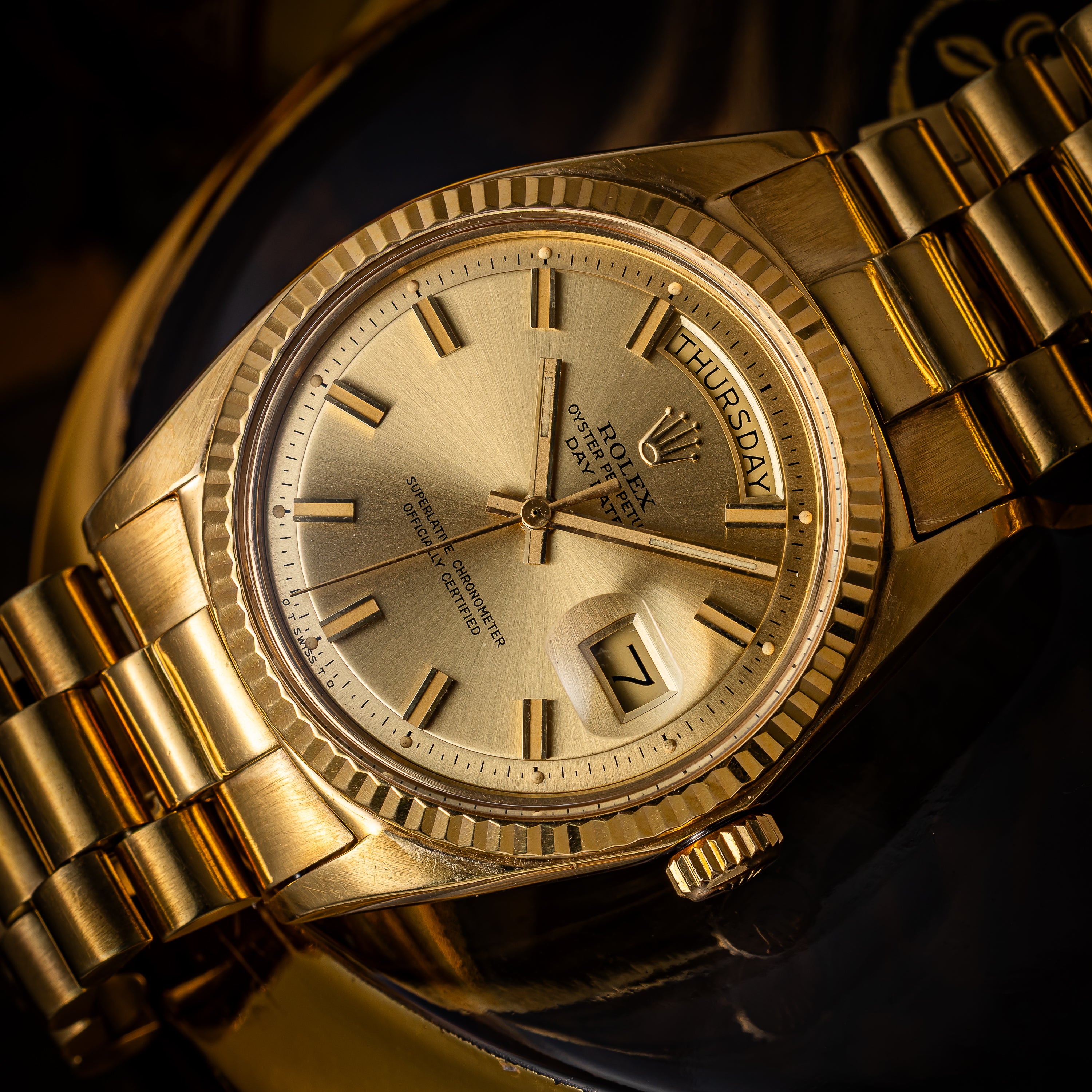 ロレックス デイデイト 1972年製 Ref.1803 18金無垢 シャンパンダイヤル 純正ブレス付き ワイドボーイ シグマダイヤル