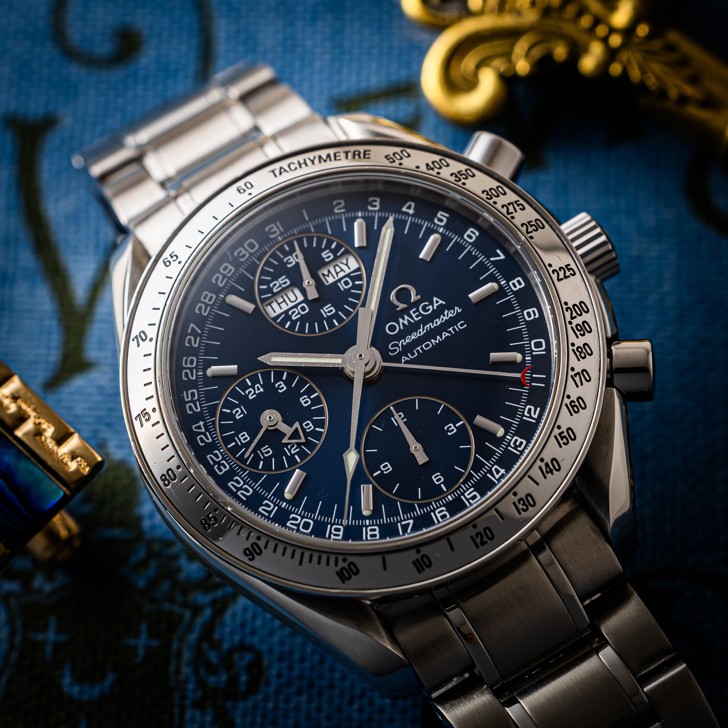 オメガ スピードマスター ブルーダイヤル トリプルカレンダークロノグラフ 1998年製 自動巻き