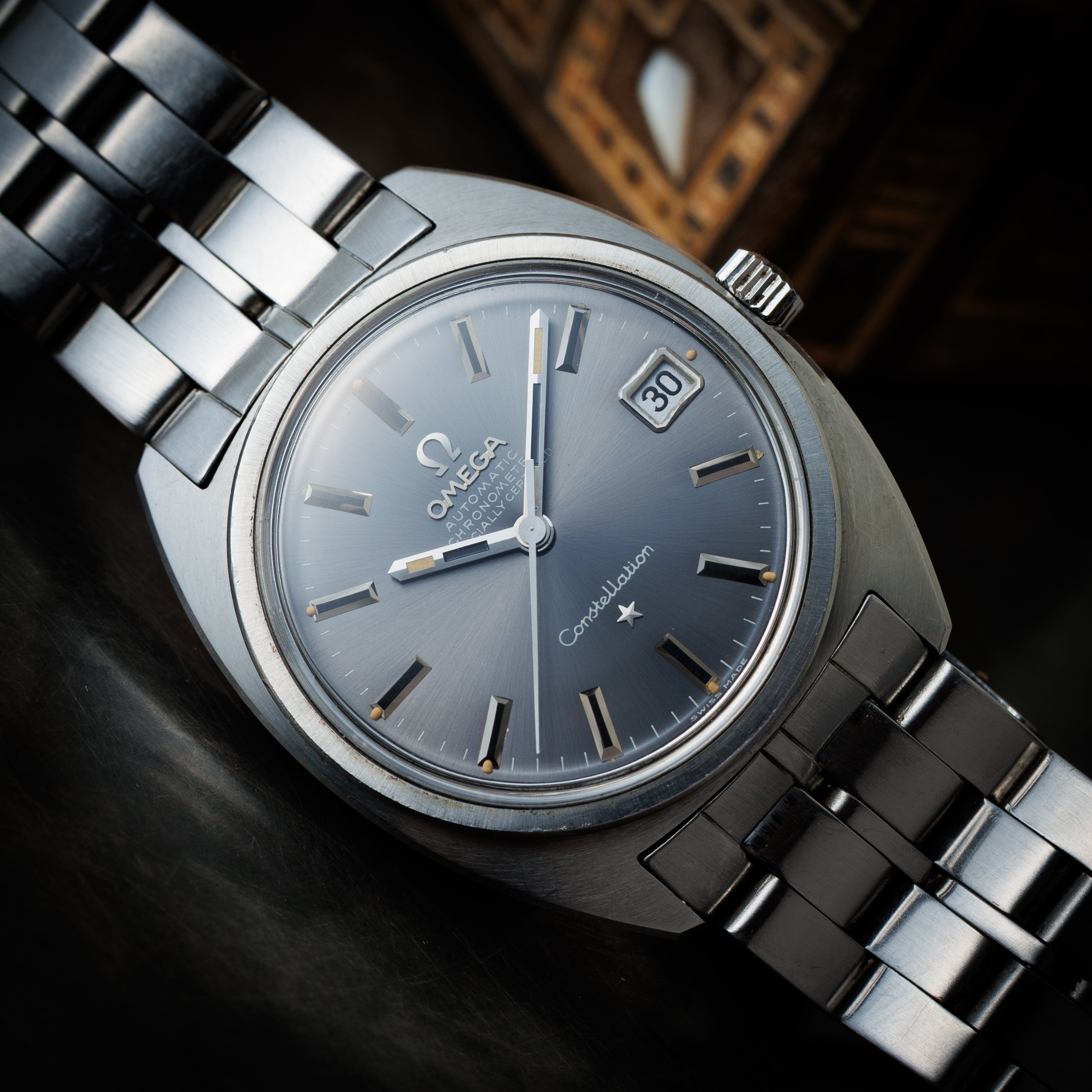 オメガ コンステレーション  ジェンタ グレーダイヤル ブレス付き 自動巻 1969年製