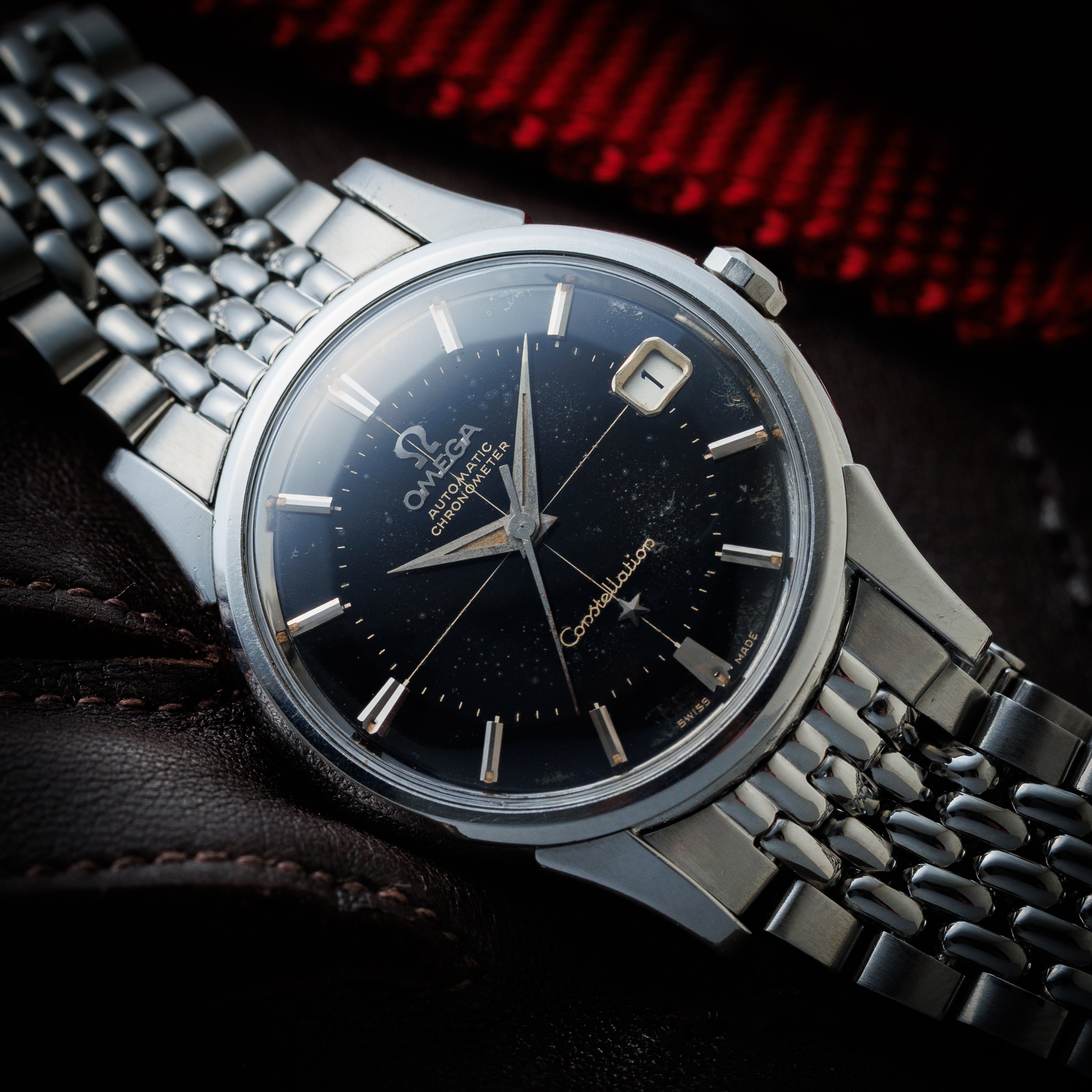 オメガ コンステレーション12角 1961年製 ブラックミラーダイヤル 純正ライスブレス 自動巻きクロノメーター