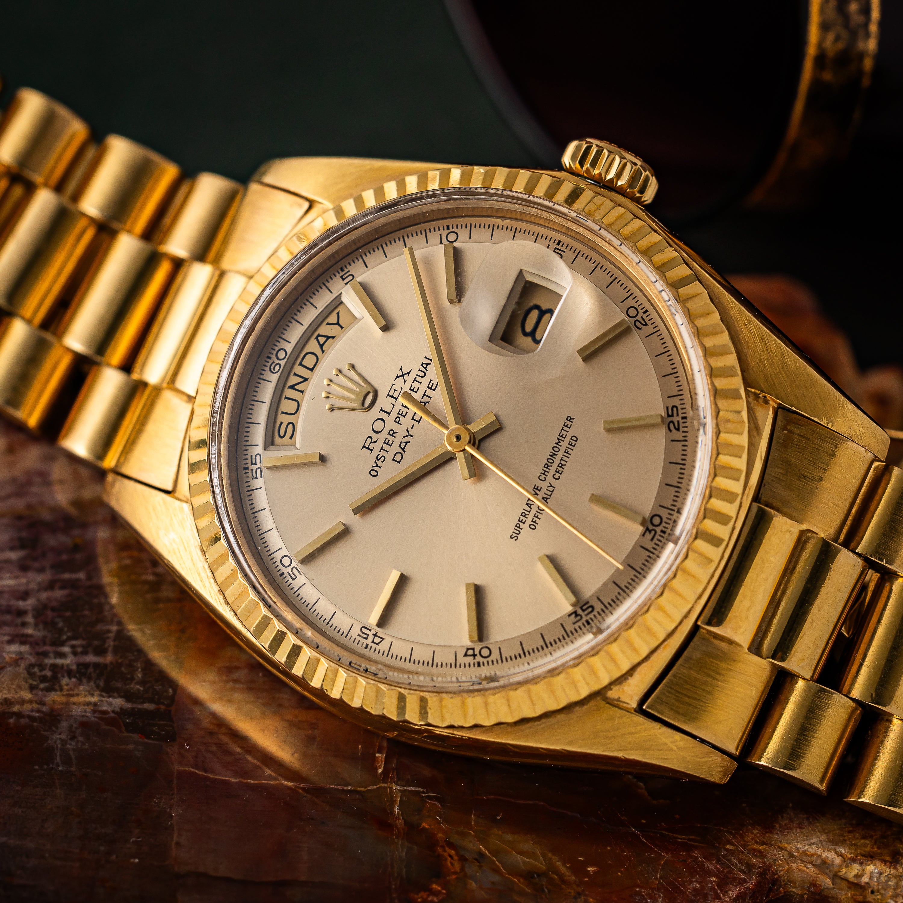 ロレックス デイデイト 1971年製 Ref.1803 18金無垢 シャンパンダイヤル 純正ブレス付き 夜光無し