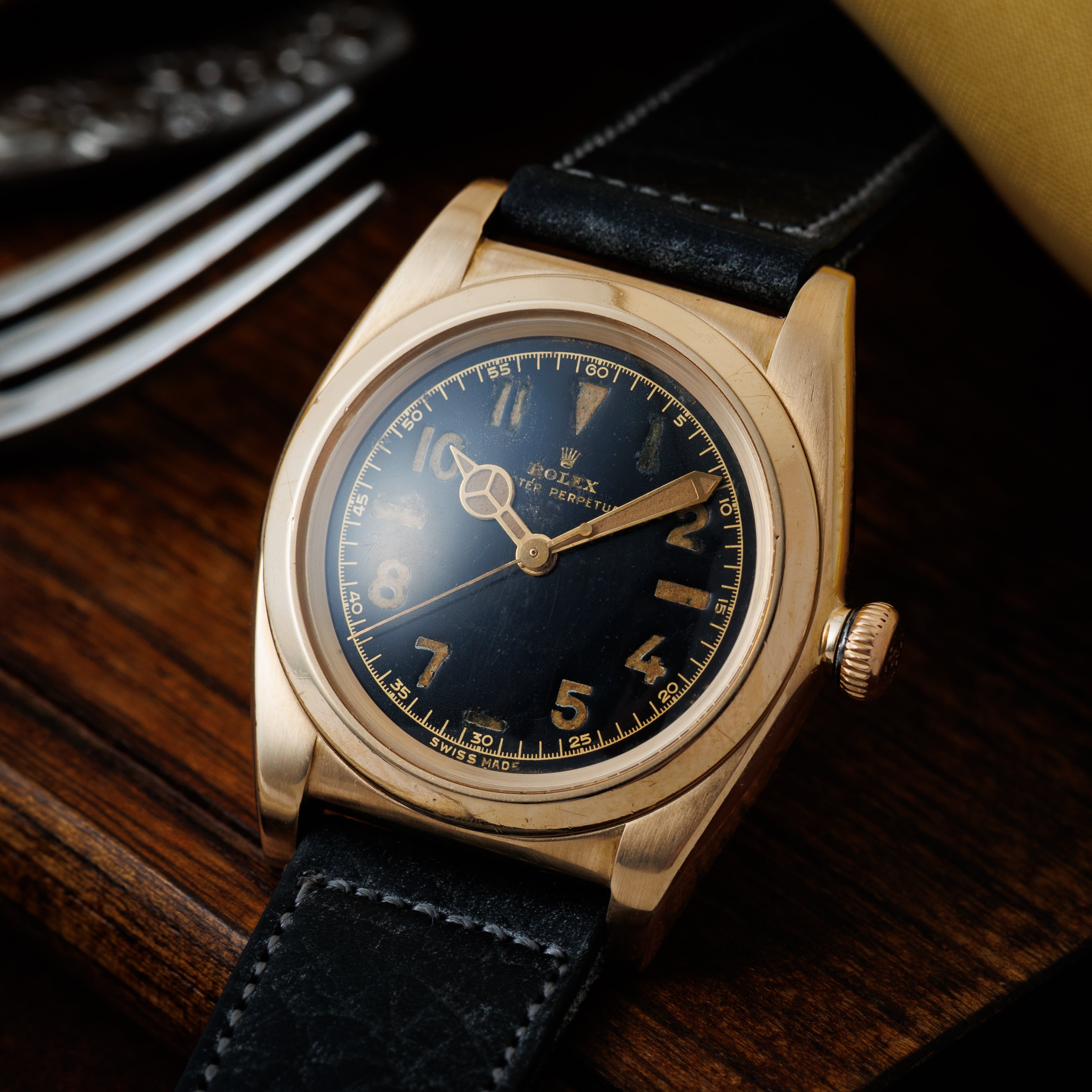 ロレックス バブルバック 1946年製 14KYG Ref.3131 セミユニークギルトダイヤル