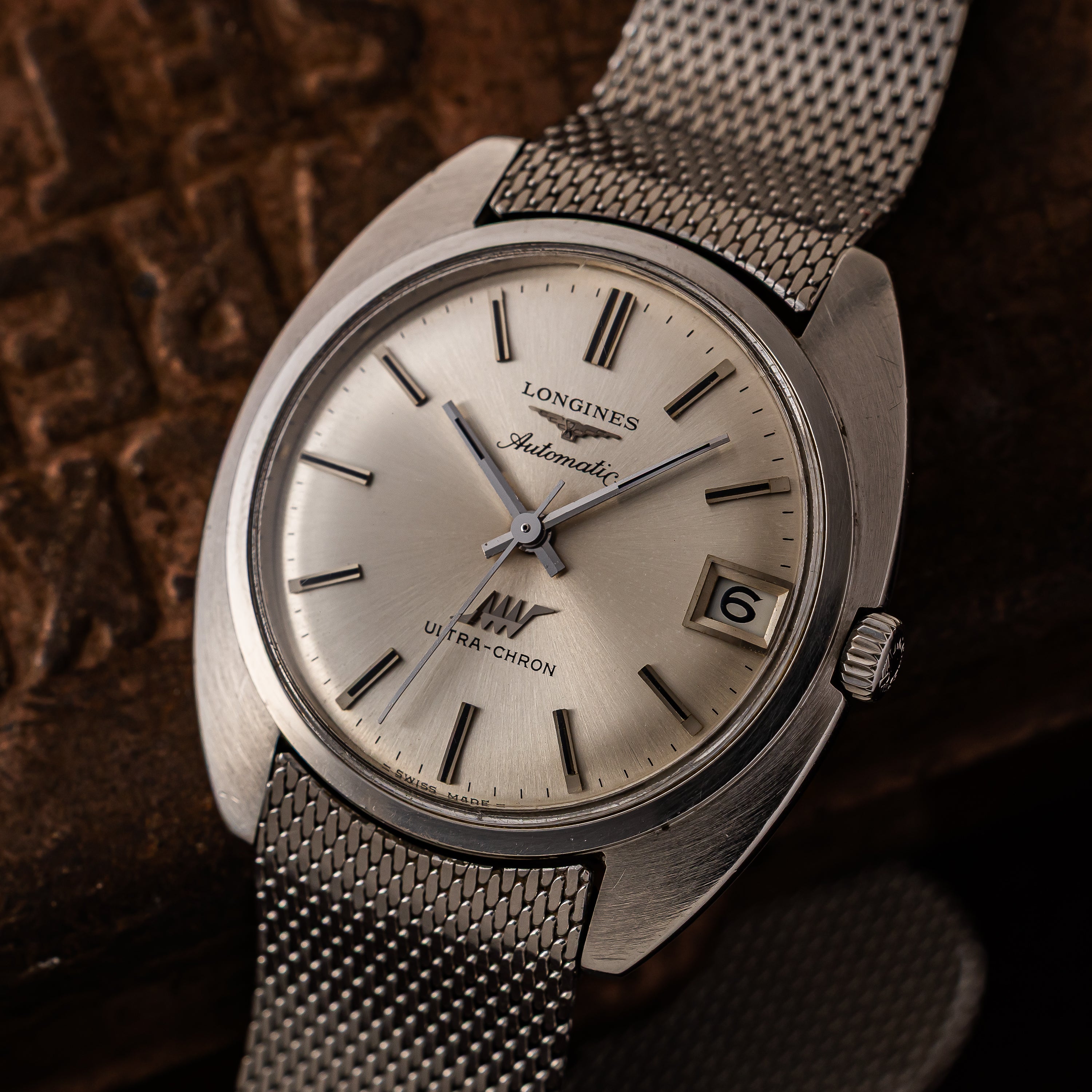 LONGINES ウルトラクロン シルバーダイヤル 純正メッシュブレス付き 10振動自動巻き