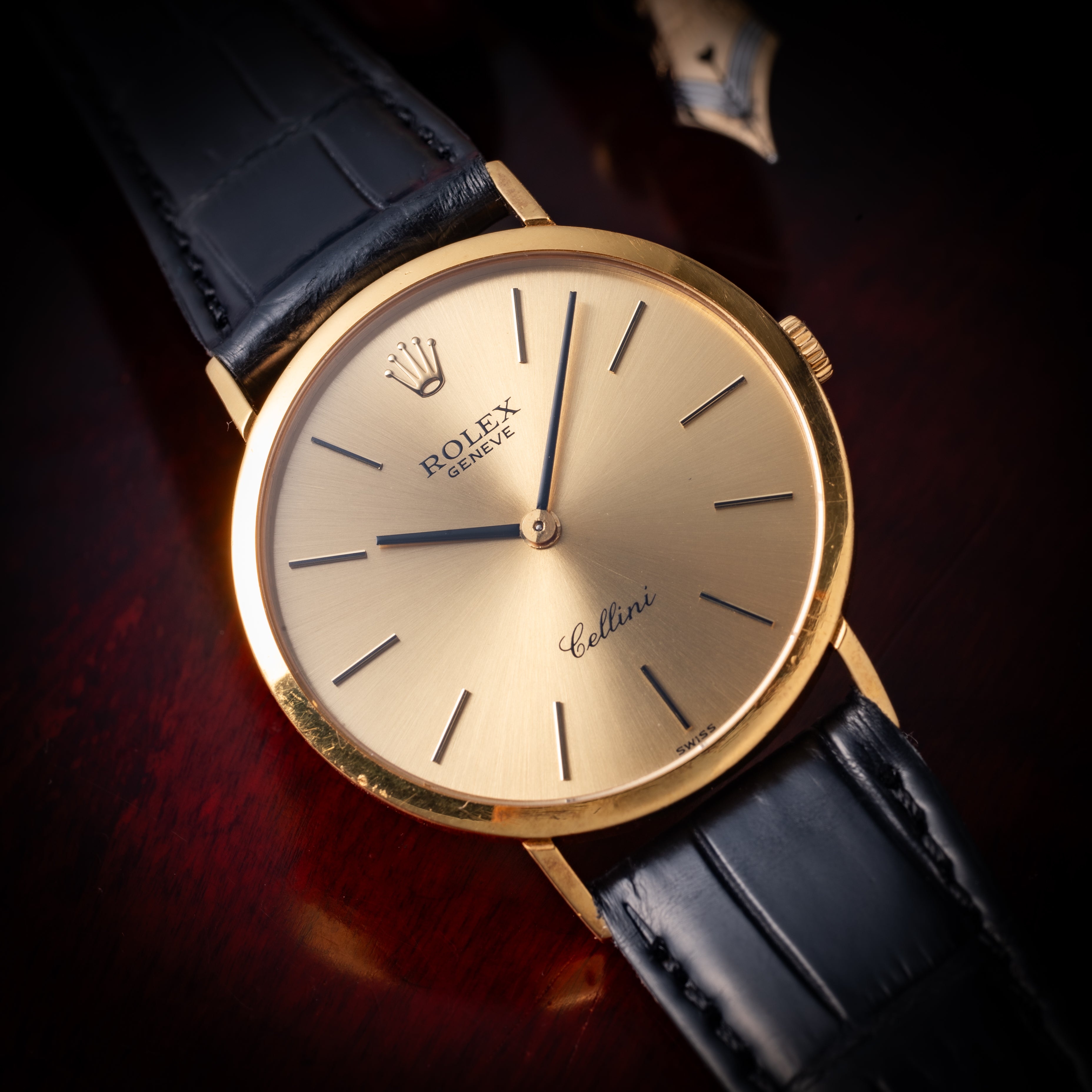 ロレックス チェリーニ 1975年製 Ref.5122 18金無垢ラウンドケース 純正金張り尾錠付き