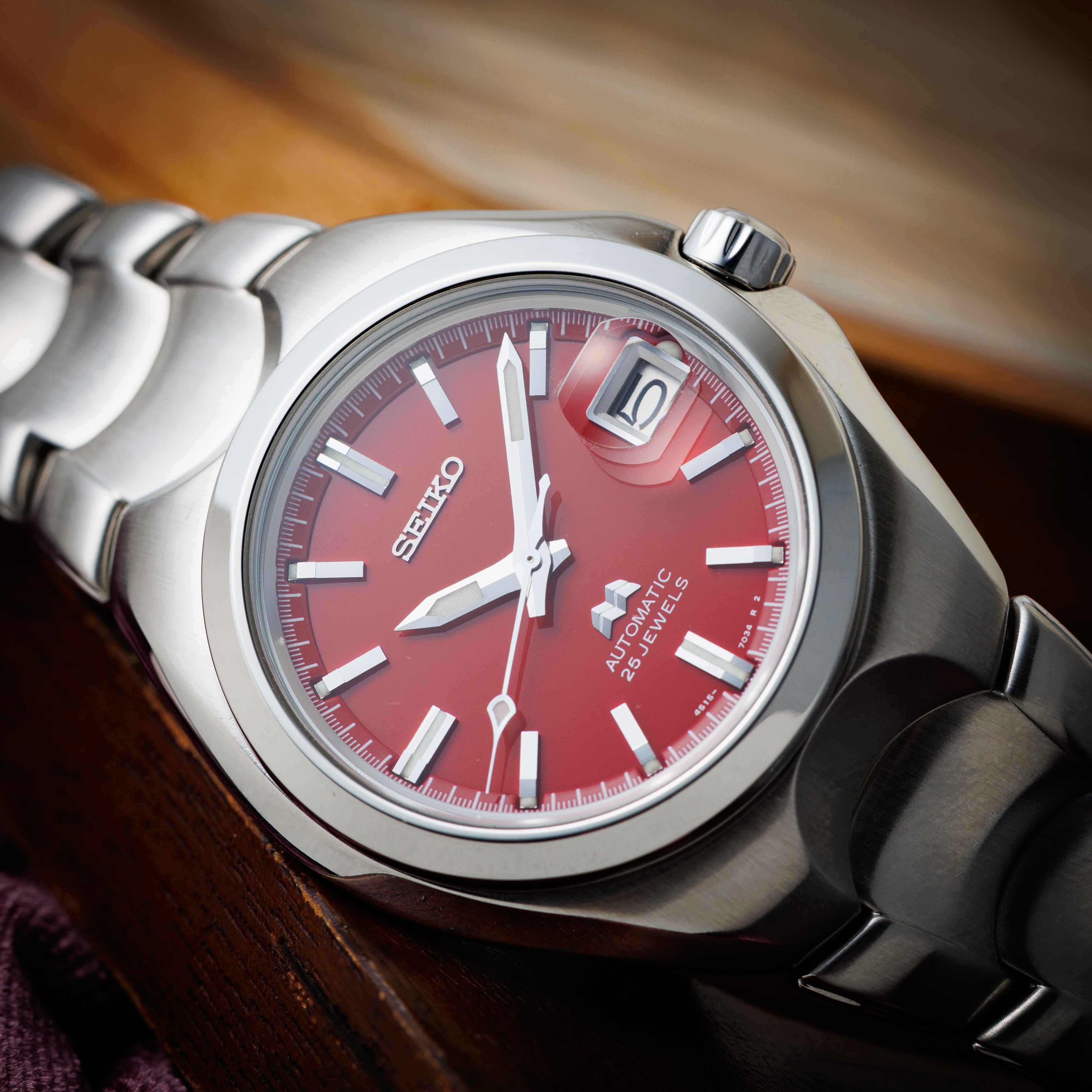 セイコー 4Sメカニカル レッドダイヤル 1998年製 Ref.4S15-7030 箱ギャラ付き 自動巻き