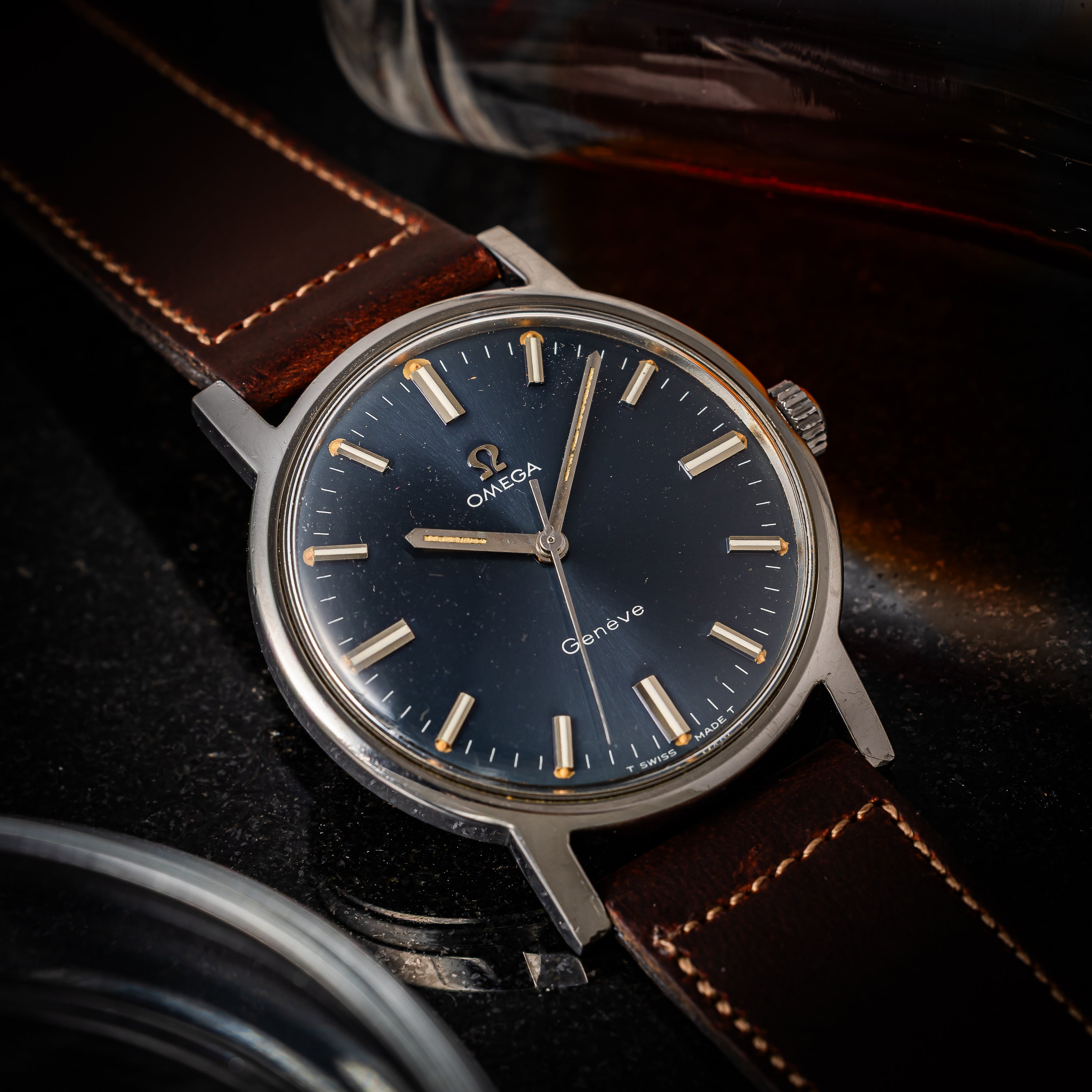 オメガ ジュネーブ Ref.135.070 1969年製 ブルー Cal.601 手巻き