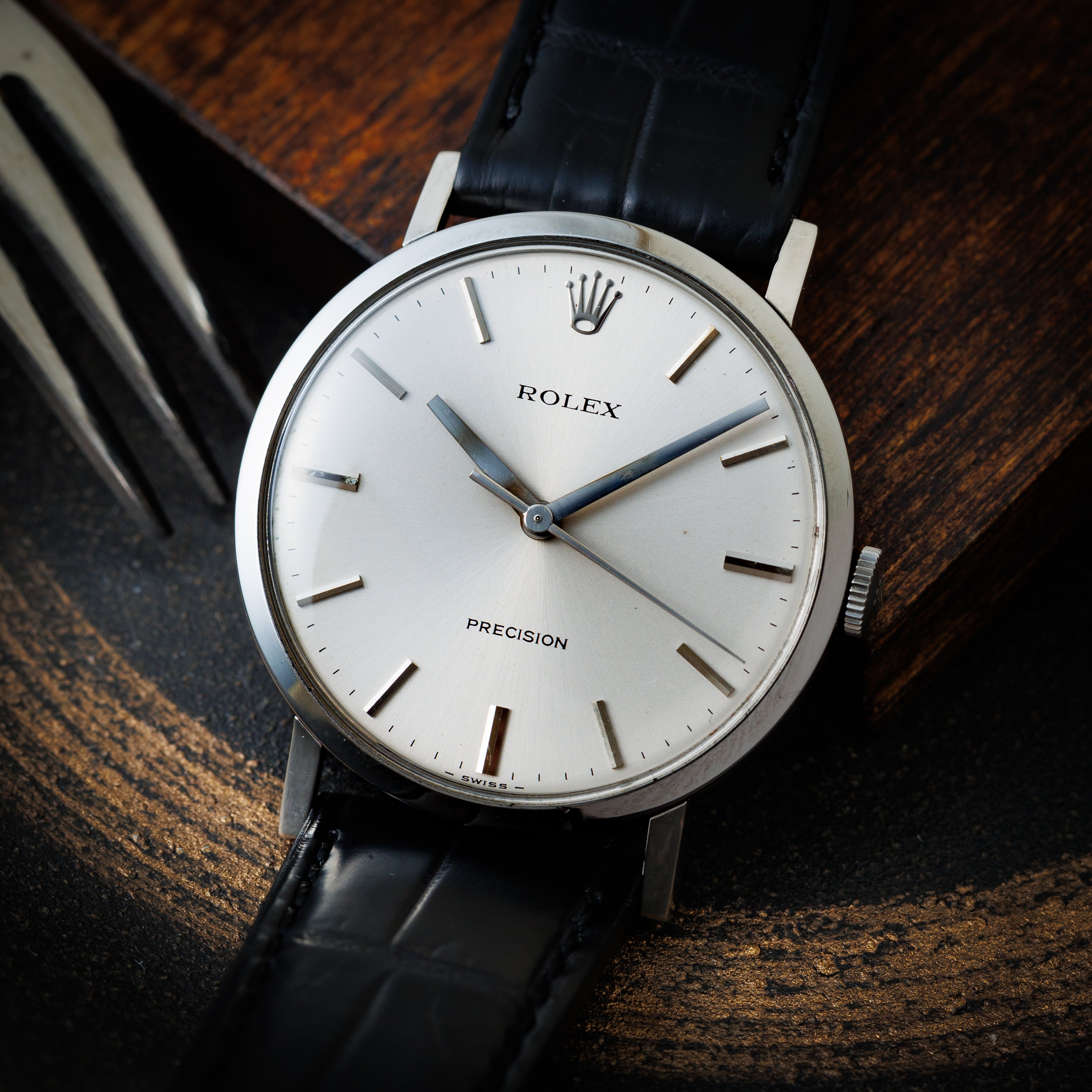 ロレックス プレシジョン 1975年製 Ref.34110 手巻き シルバーダイヤル 箱・王冠尾錠付き