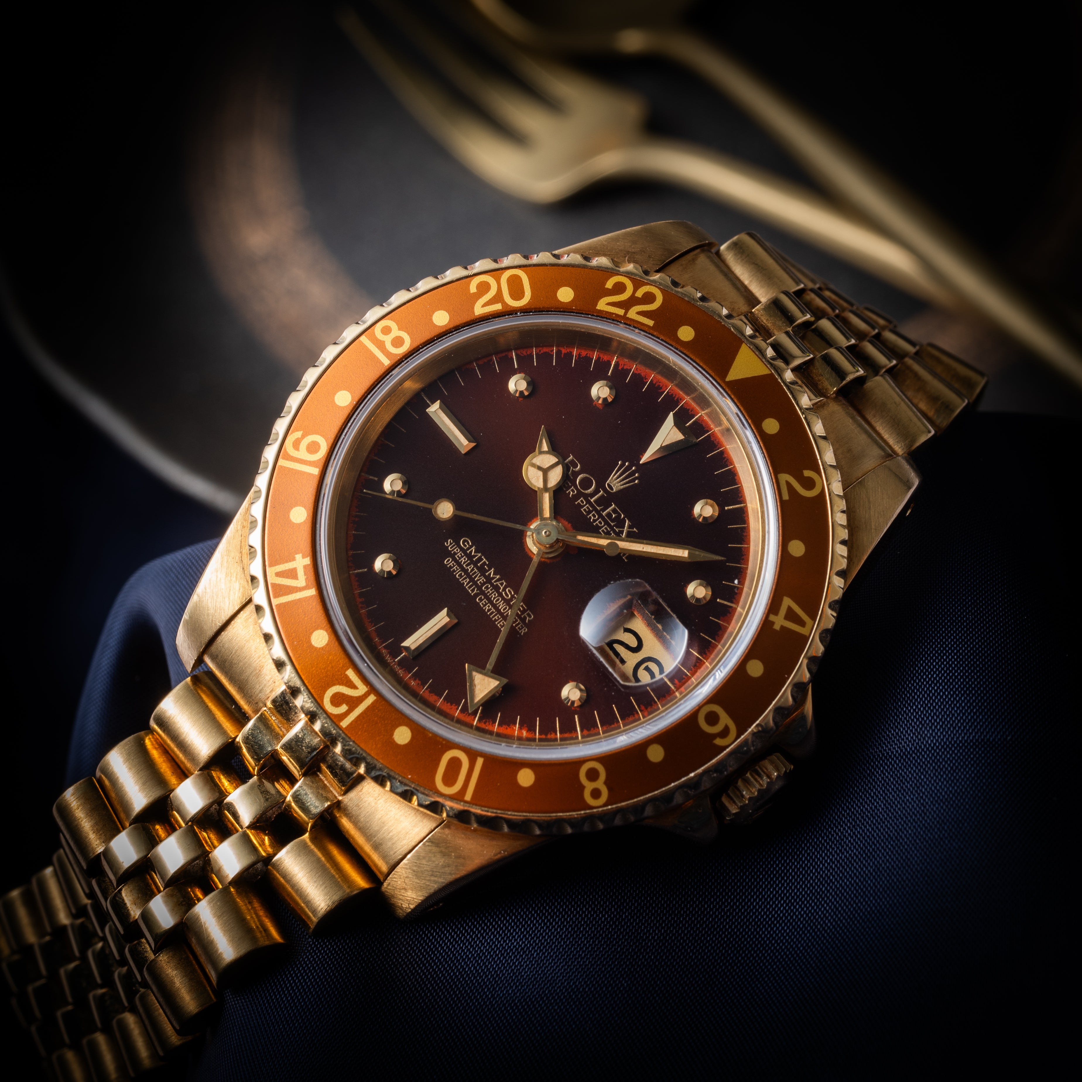 ロレックス GMTマスター  18金無垢茶ツボ 1981年製 Ref.16758 純正18金無垢ジュビリーブレス