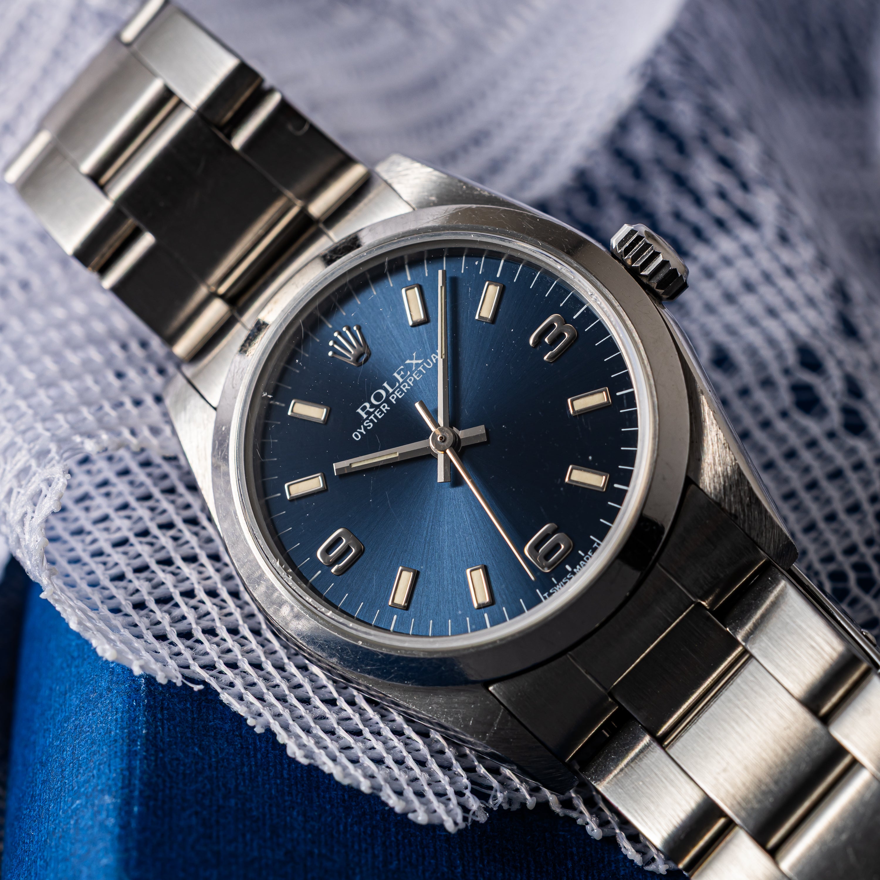 ロレックスオイスターパーペチュアル 1998年製 Ref.67480 ブルー飛びアラビアダイヤル
