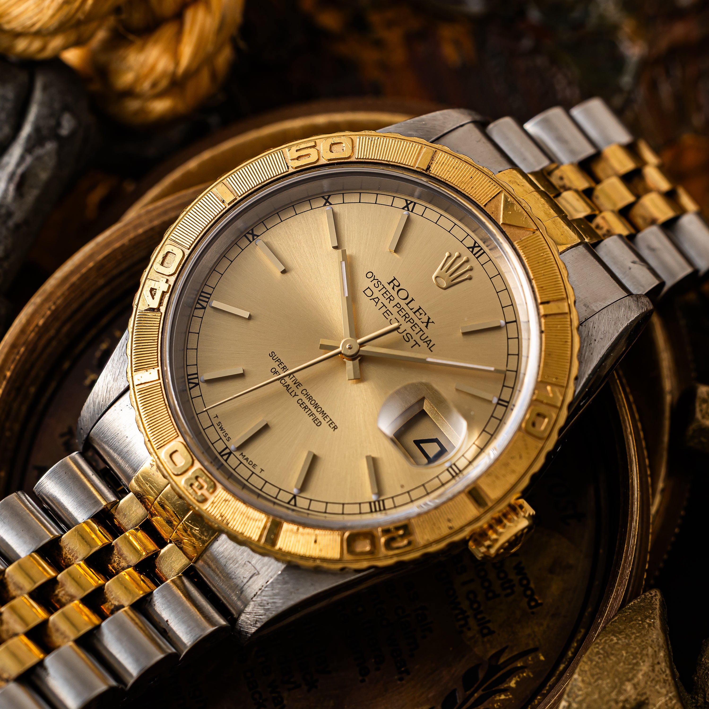 ロレックス サンダーバード1998年製 Ref.16263 シャンパンコンビ 内箱・冊子付き パイロットウォッチ