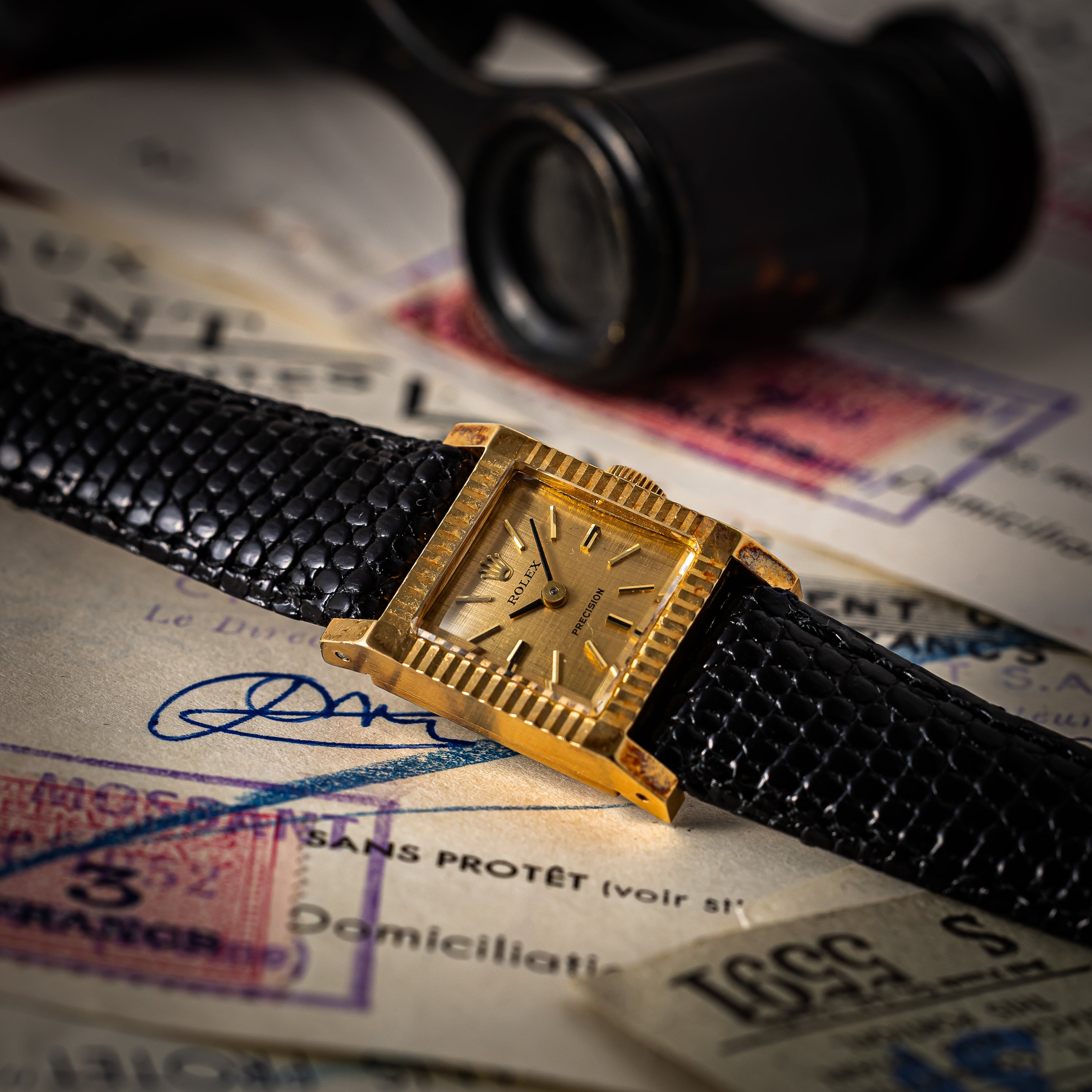 ロレックス 18金無垢スクエアケース プレシジョン レディース 純正尾錠付き 1973年製