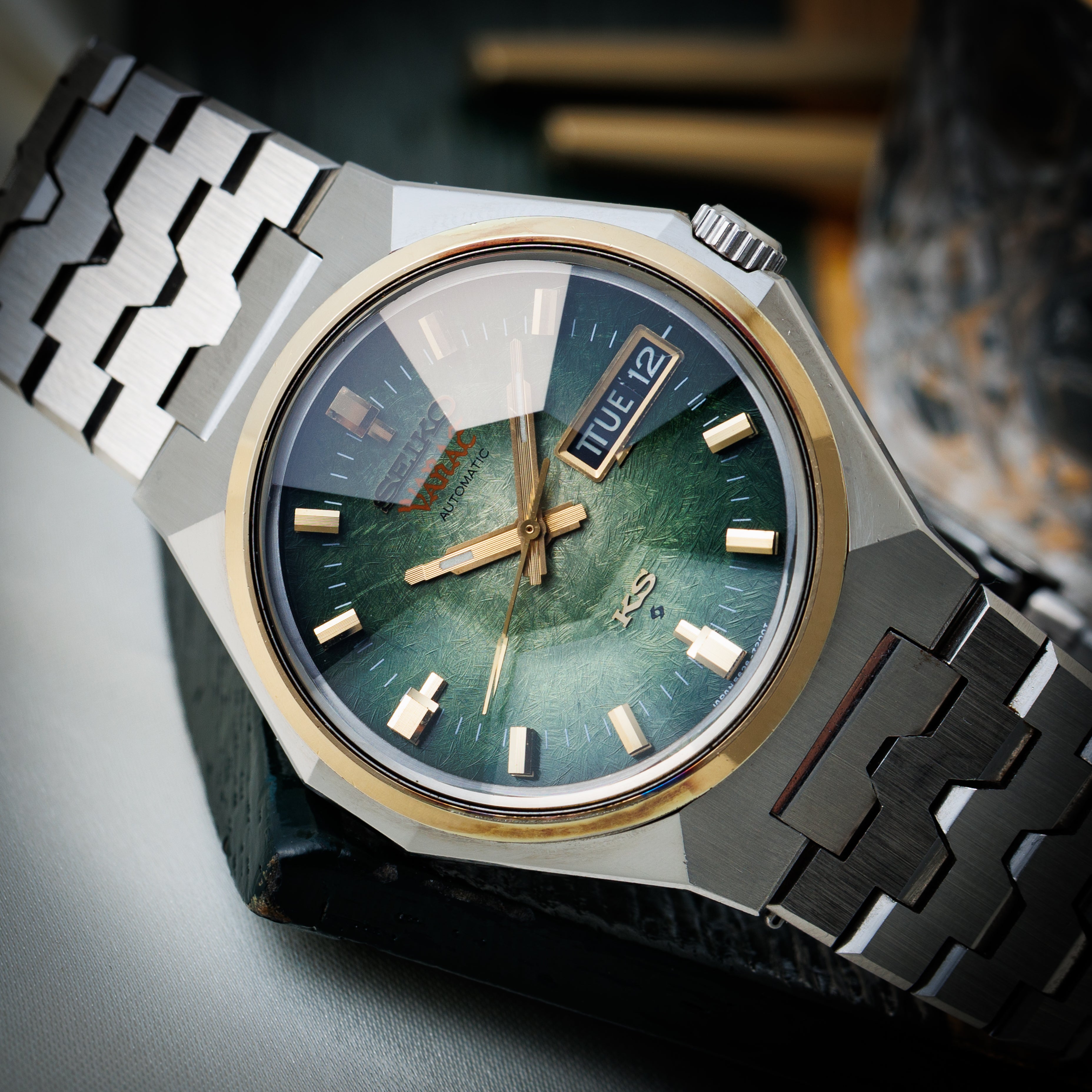 キングセイコー バナック 1973年製 Ref.5626-7180 グリーンダイヤル カットガラス ハイビート自動巻