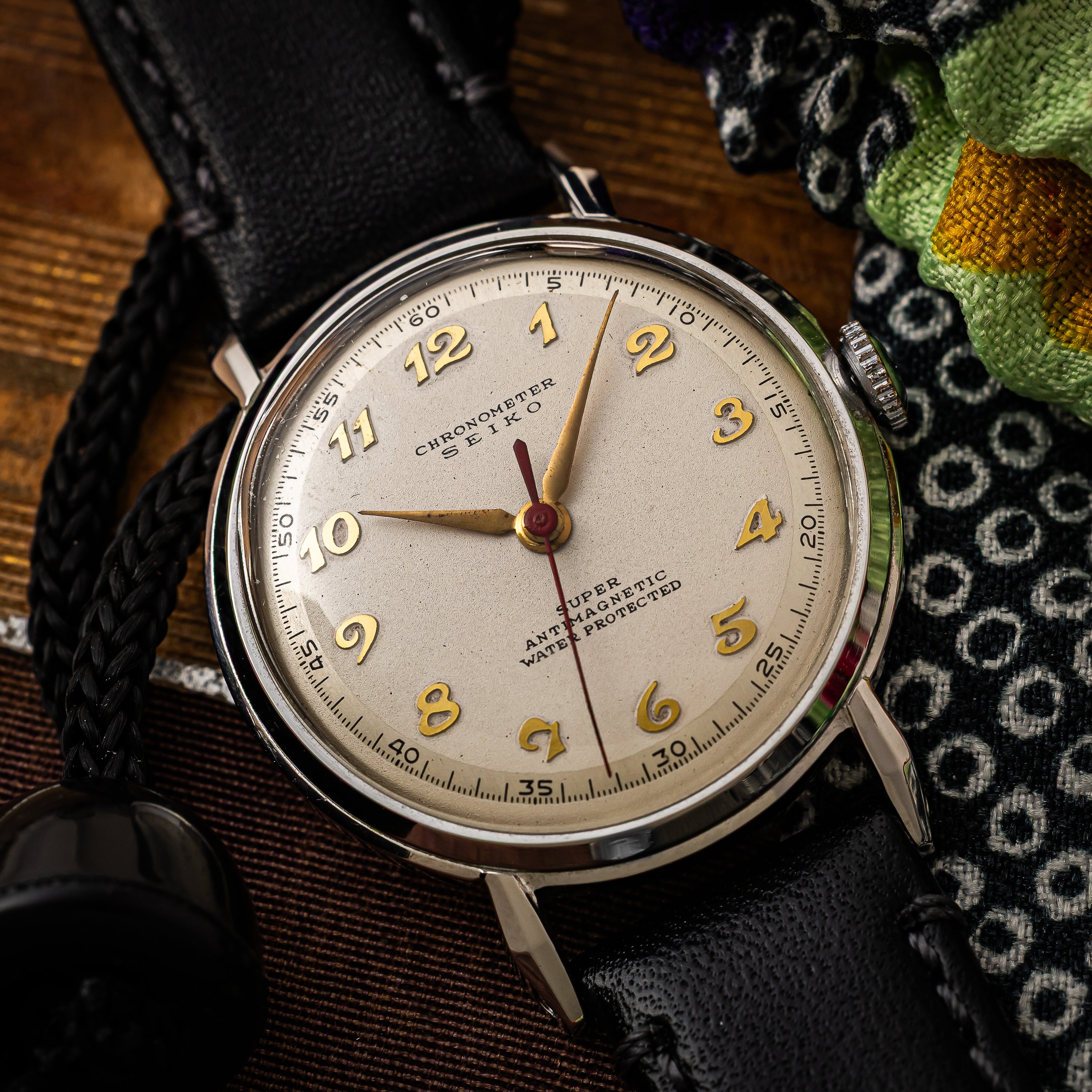 セイコー スーパー 1955年製 中三針モデル 赤秒針 全アラビア 手巻き