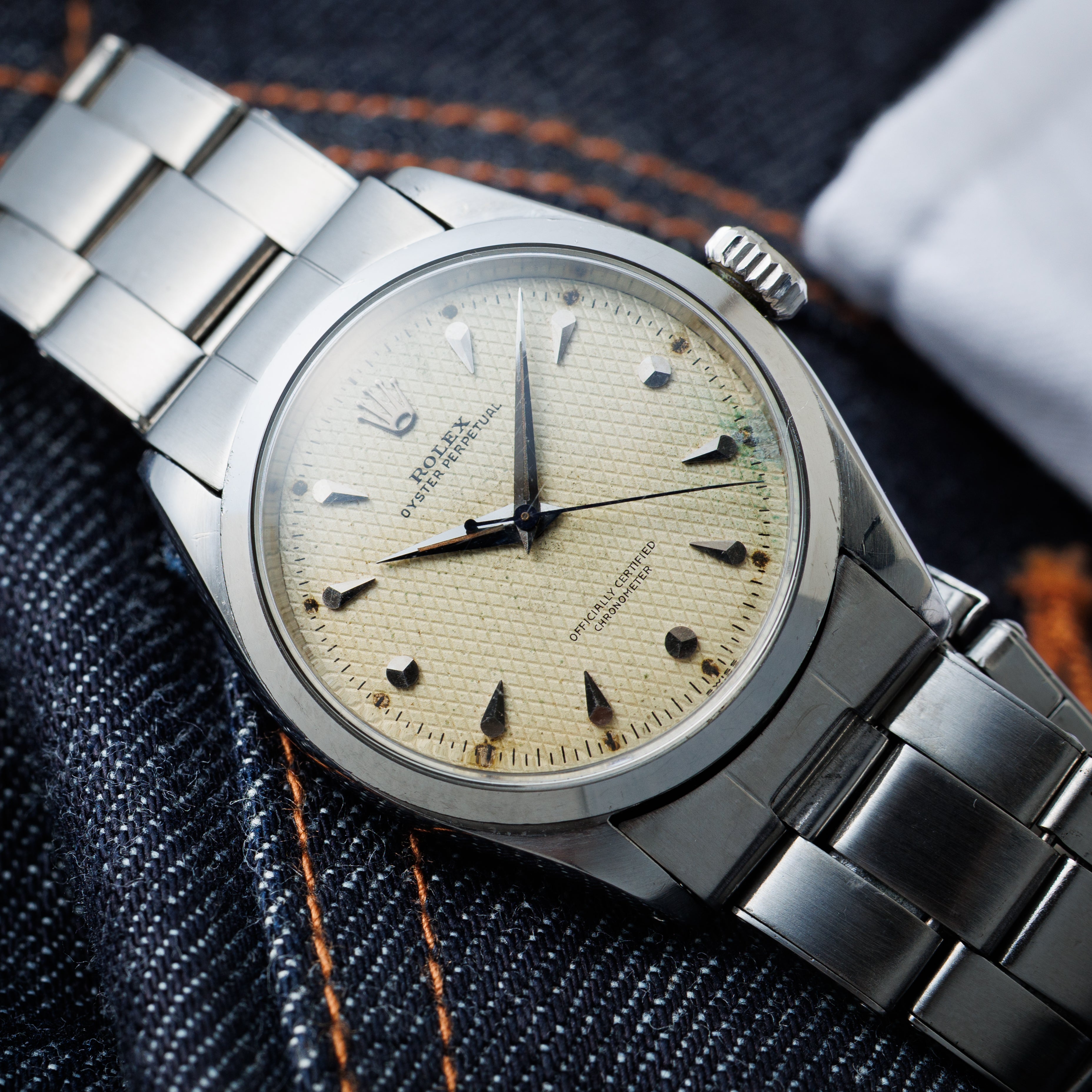 ロレックス セミバブルバック ハニカムダイヤル 1954年製 自動巻きノンデイト 純正リベットエクスパンションブレス