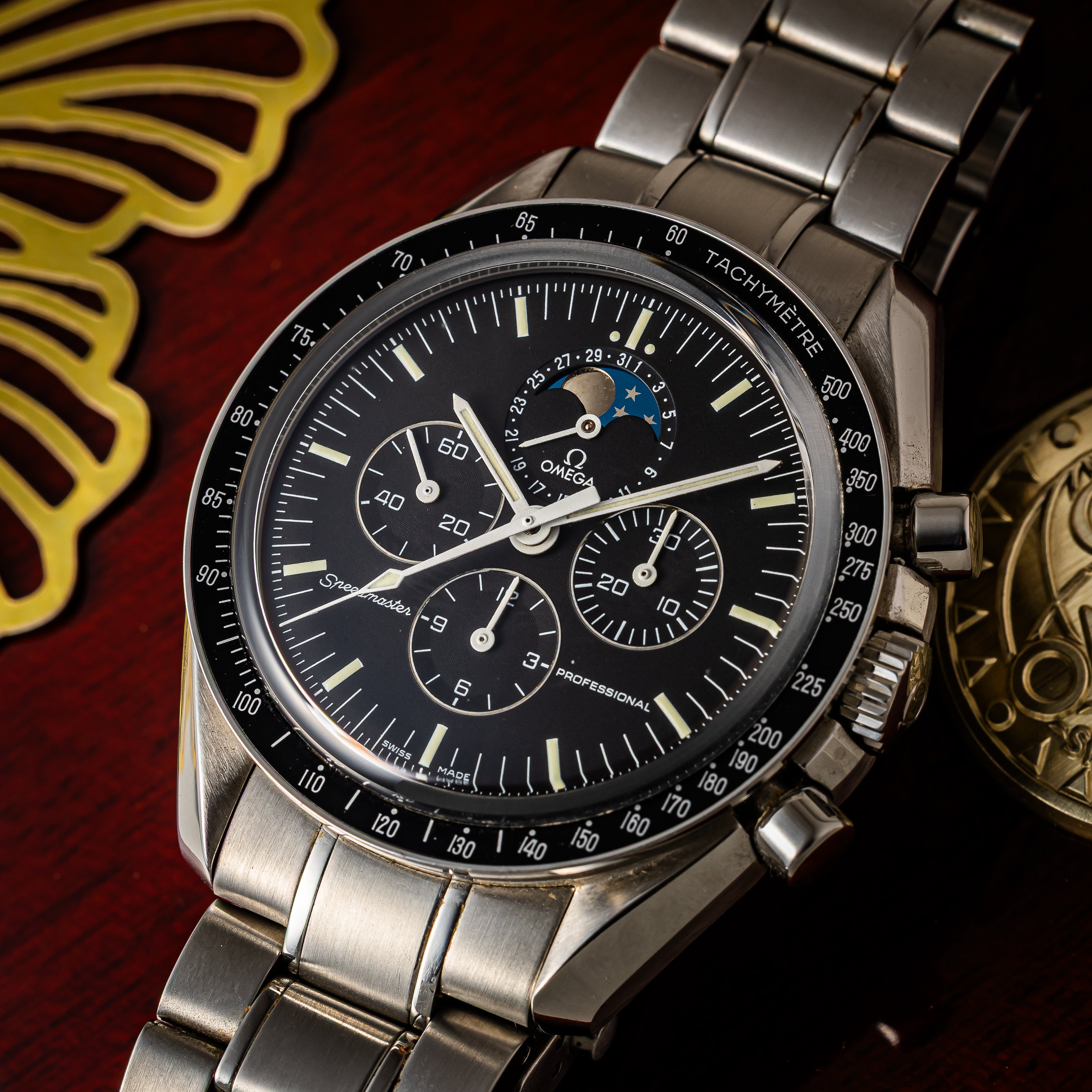 オメガ スピードマスター プロフェッショナル  ムーンフェイズ 箱、2004年発行ギャラ付き スケルトンバック