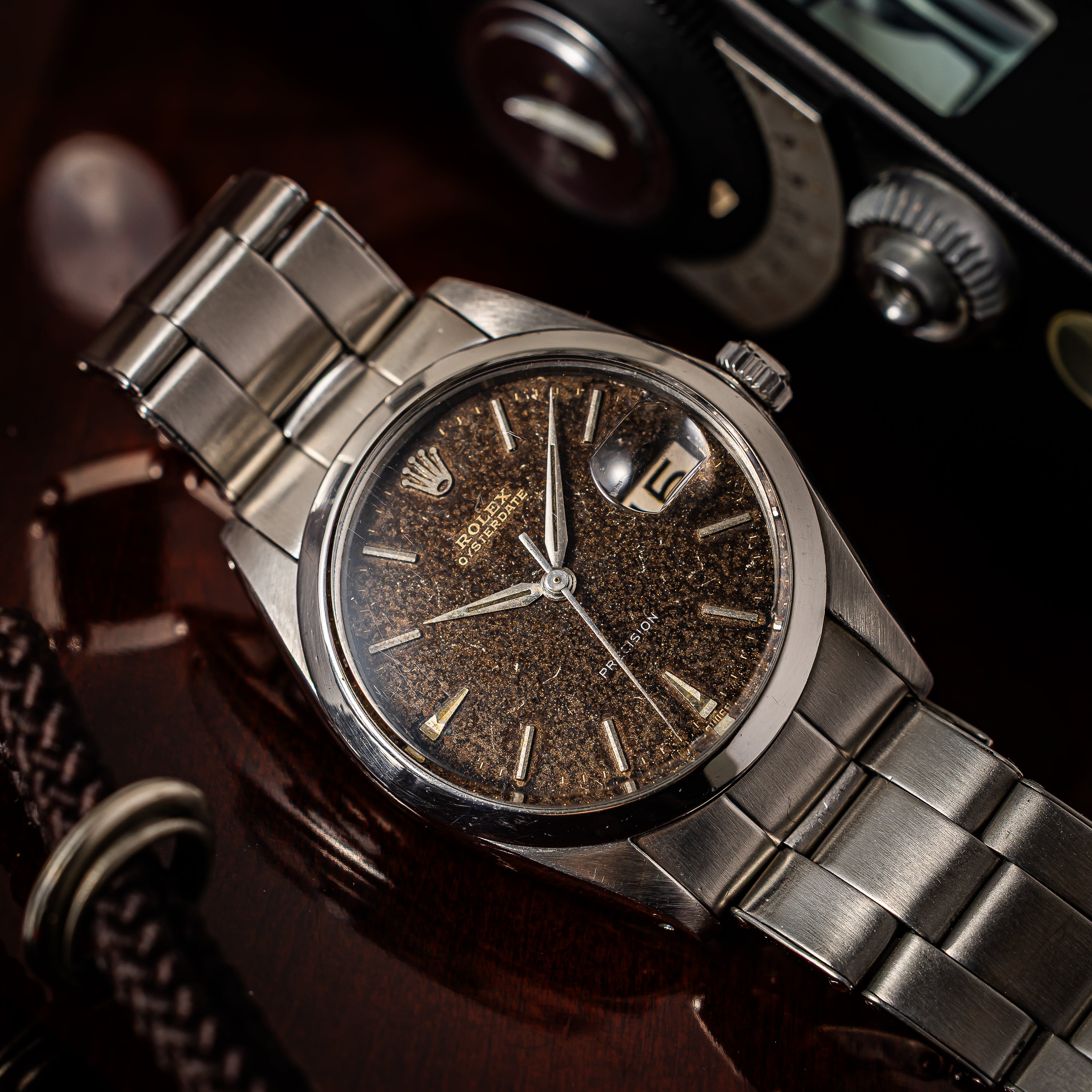 ロレックス オイスターデイト ブラウンミラーダイヤル  純正リベットブレス